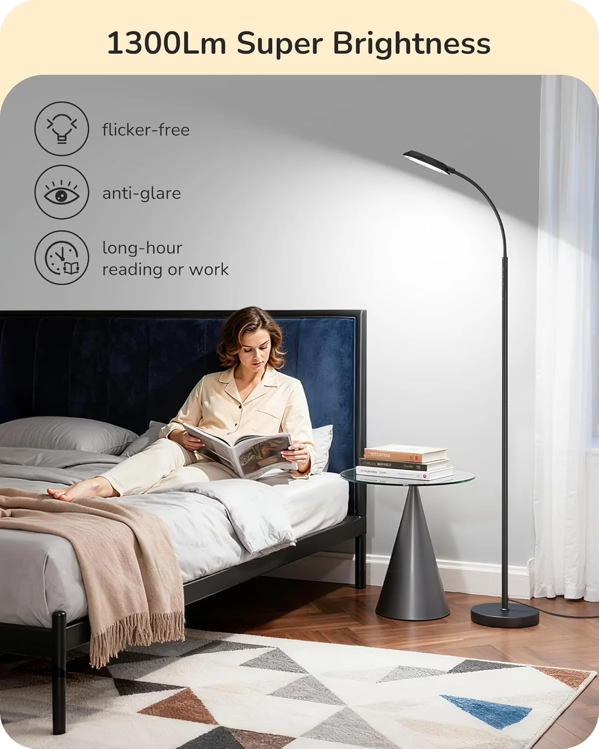 Premium Lamp with LED, Super Bright Reading Floor Lamps for Living Room - Model 6397FE