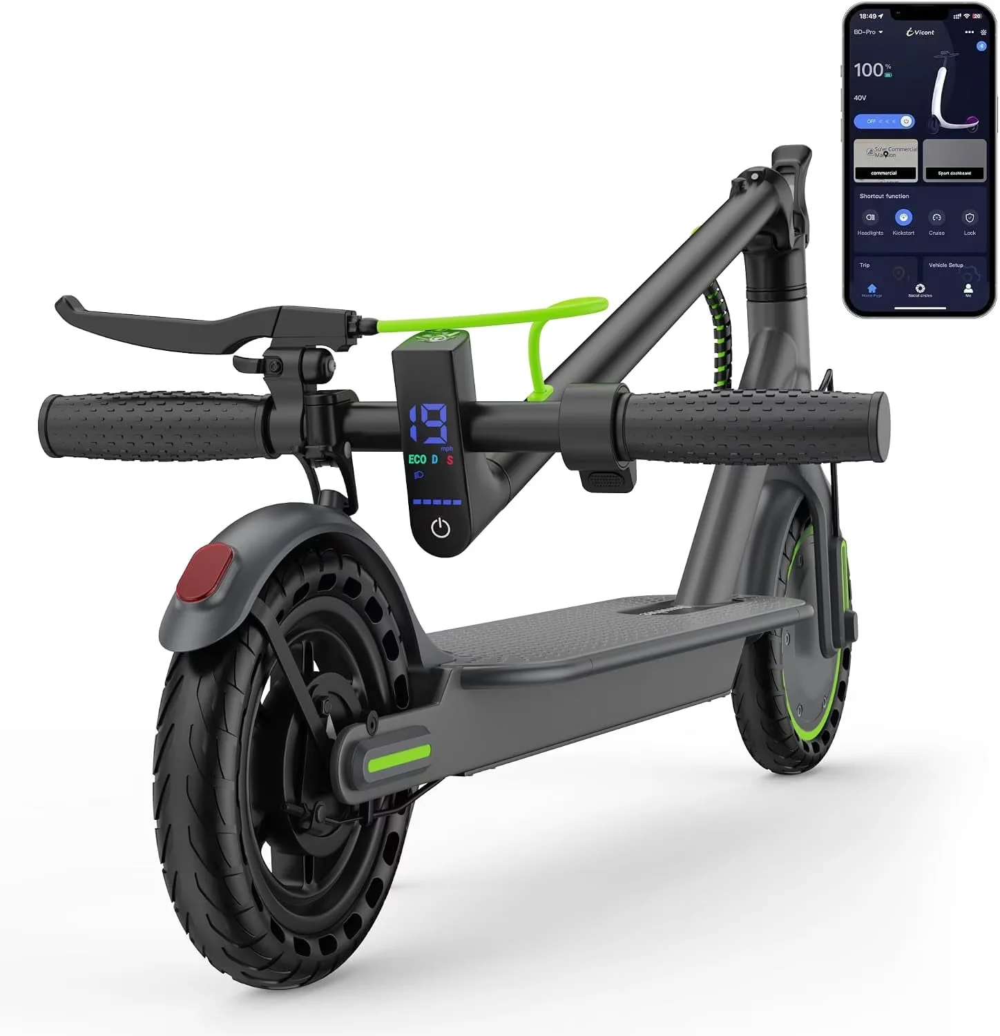 Scooter Versatile with 350W, Bluetooth, Compact - Green Steel - Professional Series Model BD6399