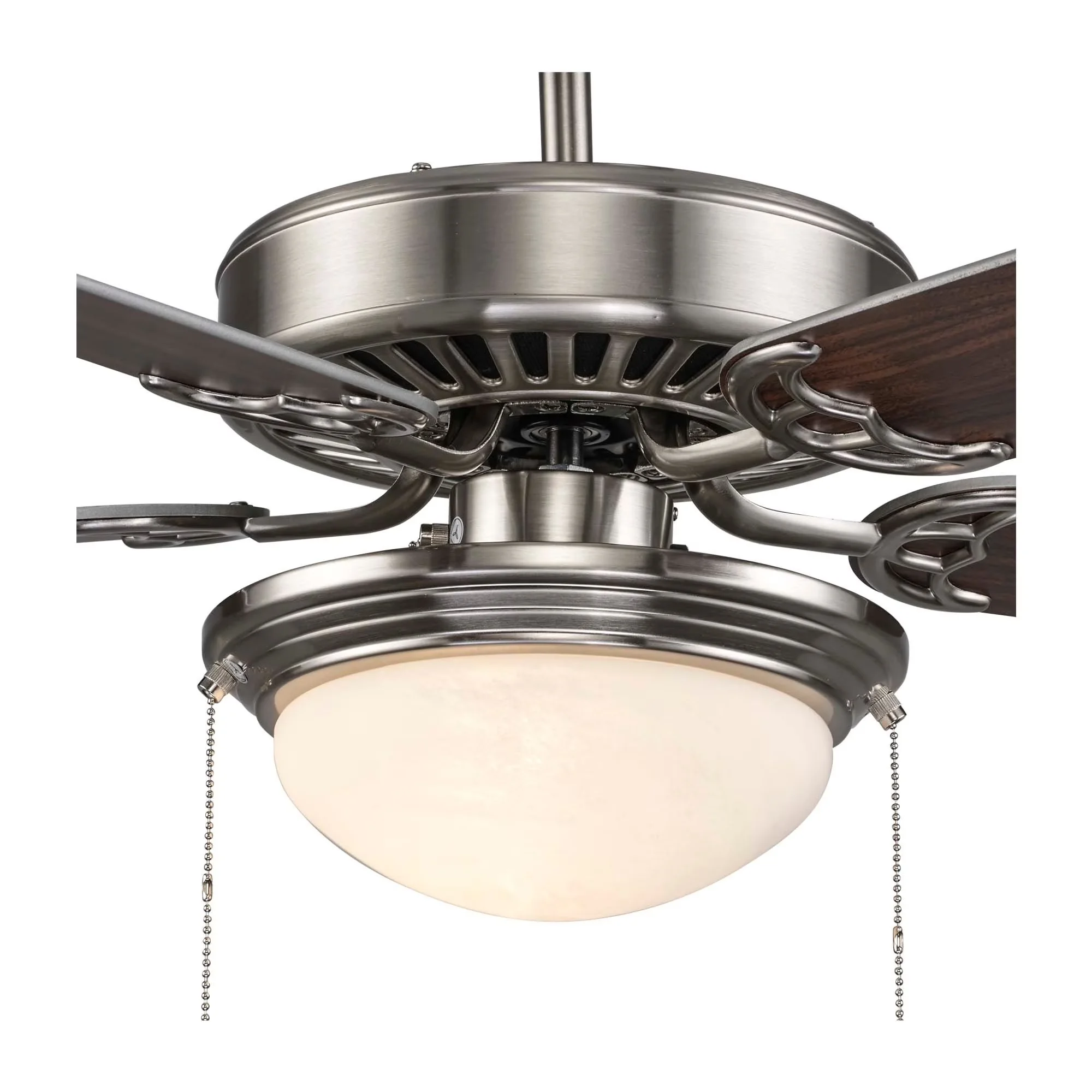 Sleek Ceiling Fan with Dimmable, Nickel, Brushed Nickel - Glass Silver Model 3C314E