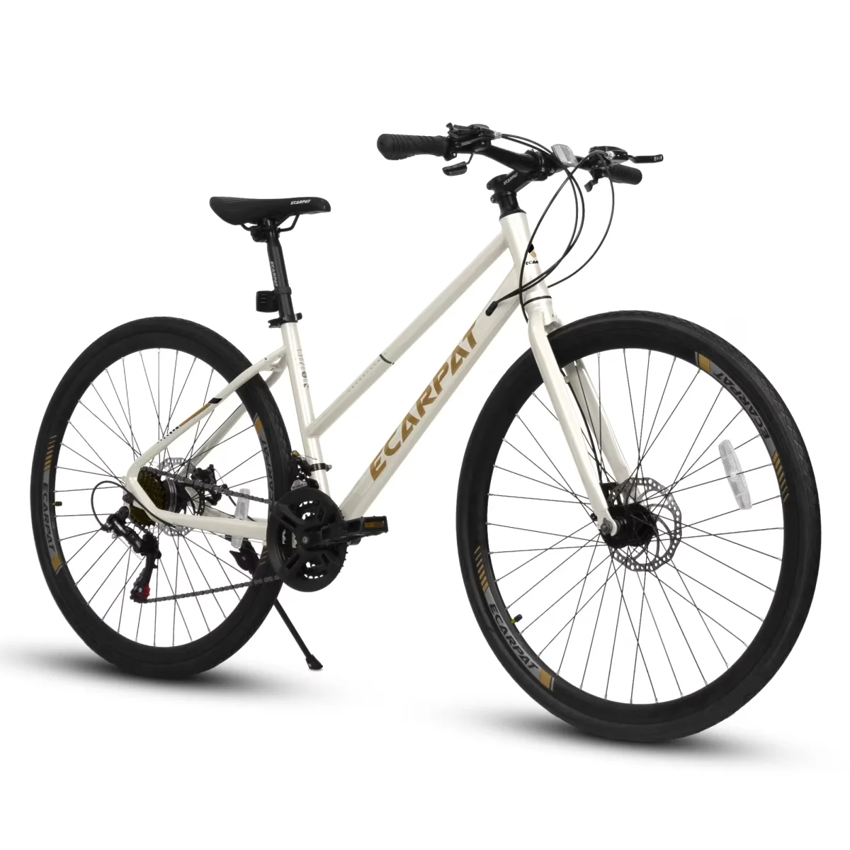 Road Bike Stylish with 21 Speed Commuter Bicycle, 700C, Disc Brakes - Off-White Model FFE502