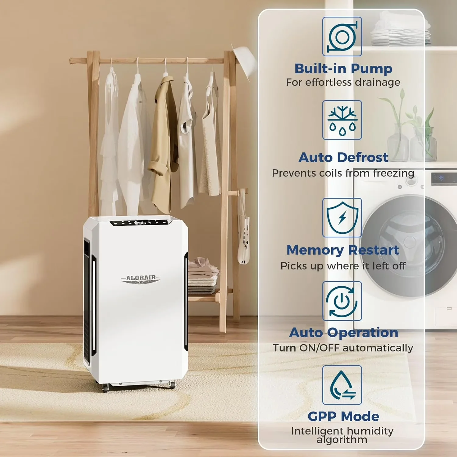 Dehumidifier Modern with Automatic Defrost Control, Automatic Shut-Off - White Model 82AB01
