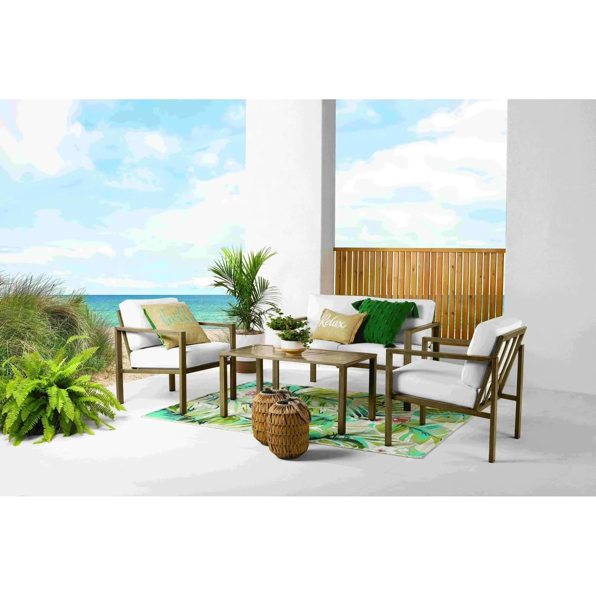 Patio Conversation Set Durable with Weatherproof, Seats 4 - Beige Olefin Model 241C5C