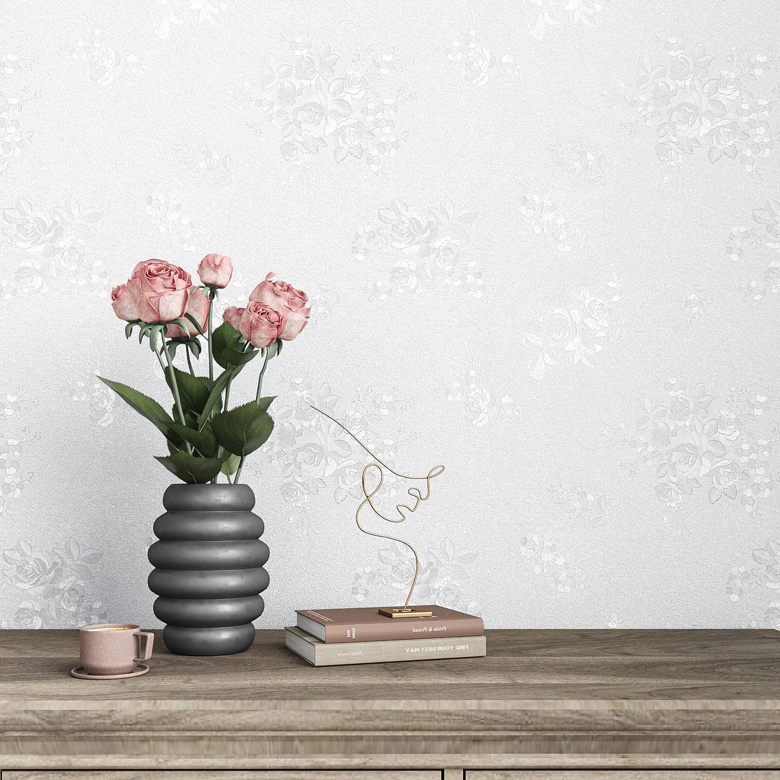 Sleek Wallpaper with Removable, Waterproof, Easy To Clean - White Vinyl Model 9ADAB0