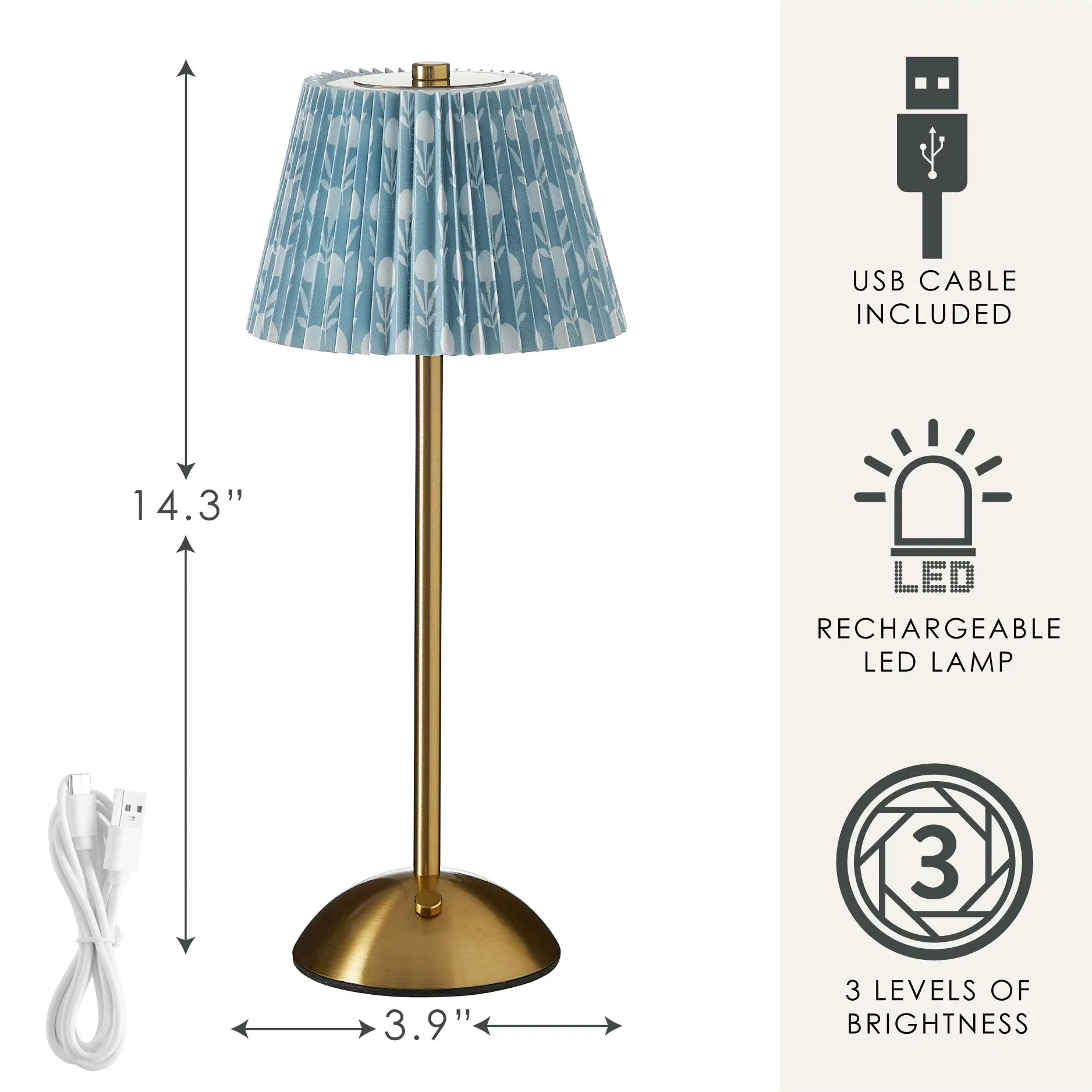 Lamp Sleek with LED, Battery, Accent Lamps - Metal Blue - Contemporary Style Model DD680D