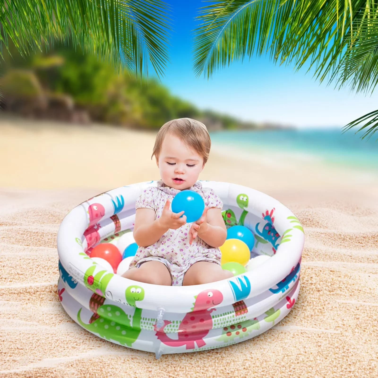 Compact Inflatable Pool with Puncture Resistant, Themed Swimming for Home - Model 85783B