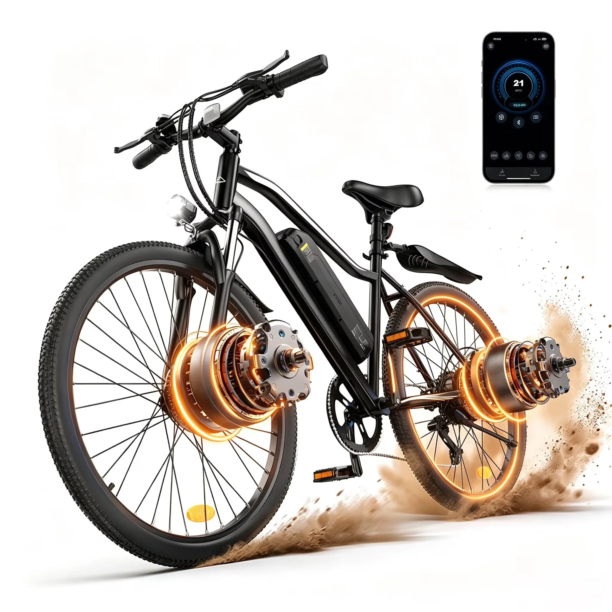 Electric Bike Durable with Battery, 750W, 36V - Black - Rustic Charm Model 505599