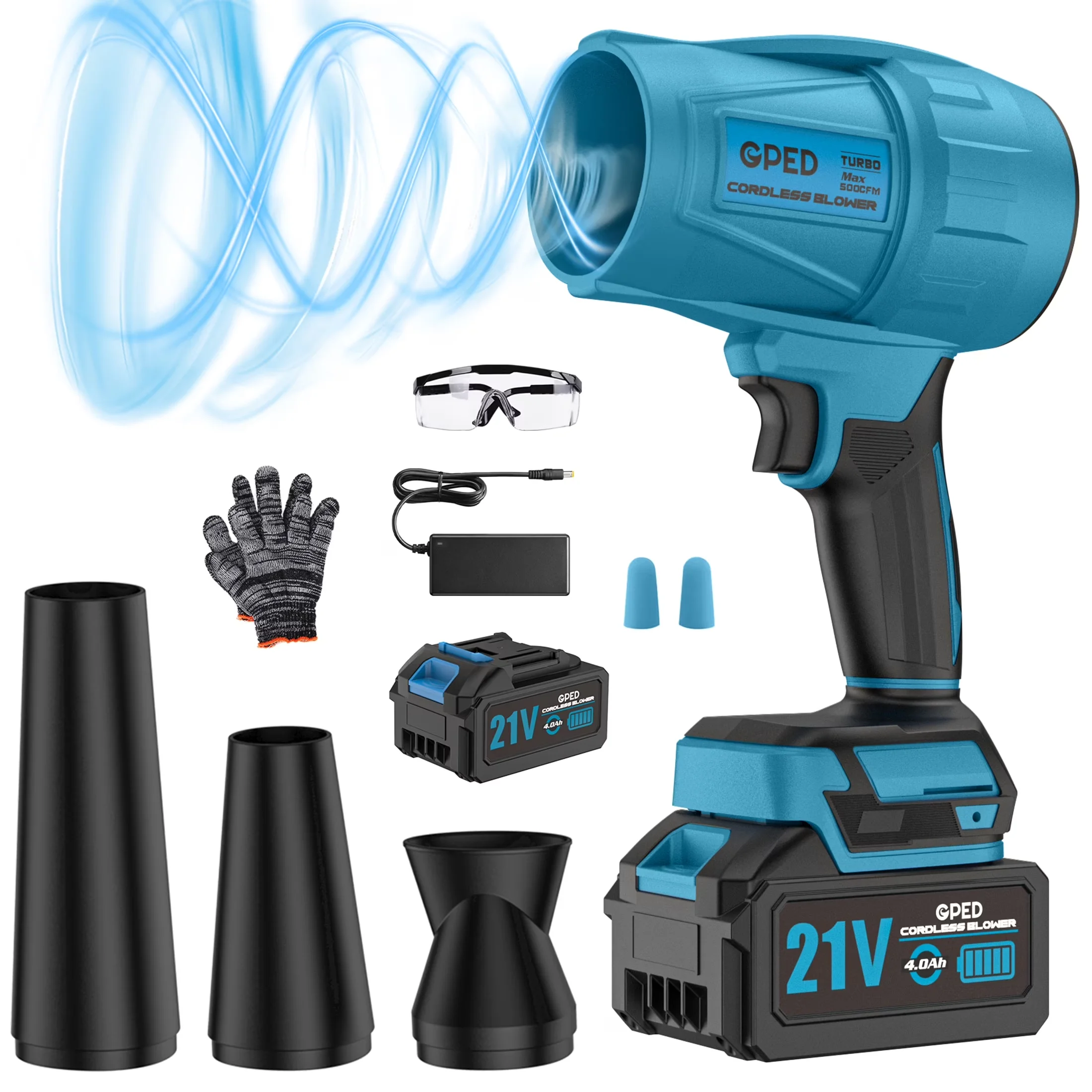 Stylish Leaf Blower with Battery, 2×4.0Ah Batteries & Charger, Lightweight Electric Handheld for Patio - Model 694B90
