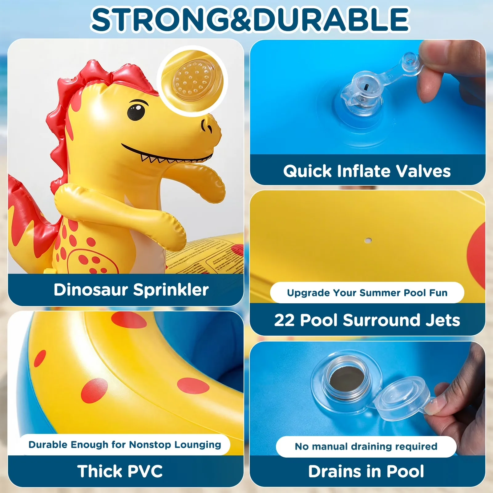 Versatile Inflatable Pool with Puncture Resistant, Kiddie Pools, Swimming - Model 9B2754