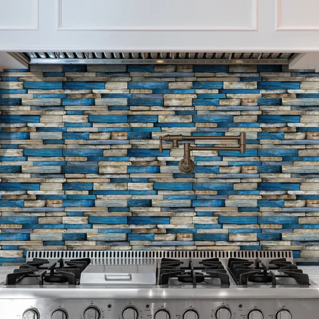 Stylish Wallpaper Wall Decals Wall Covering with Stain Resistant - Blue Gray Vinyl Model CFEEA3