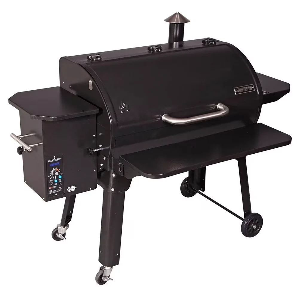 Smoker Sleek with Pellet Grill Front S - Black 1 - Compact and Portable Model DE615E