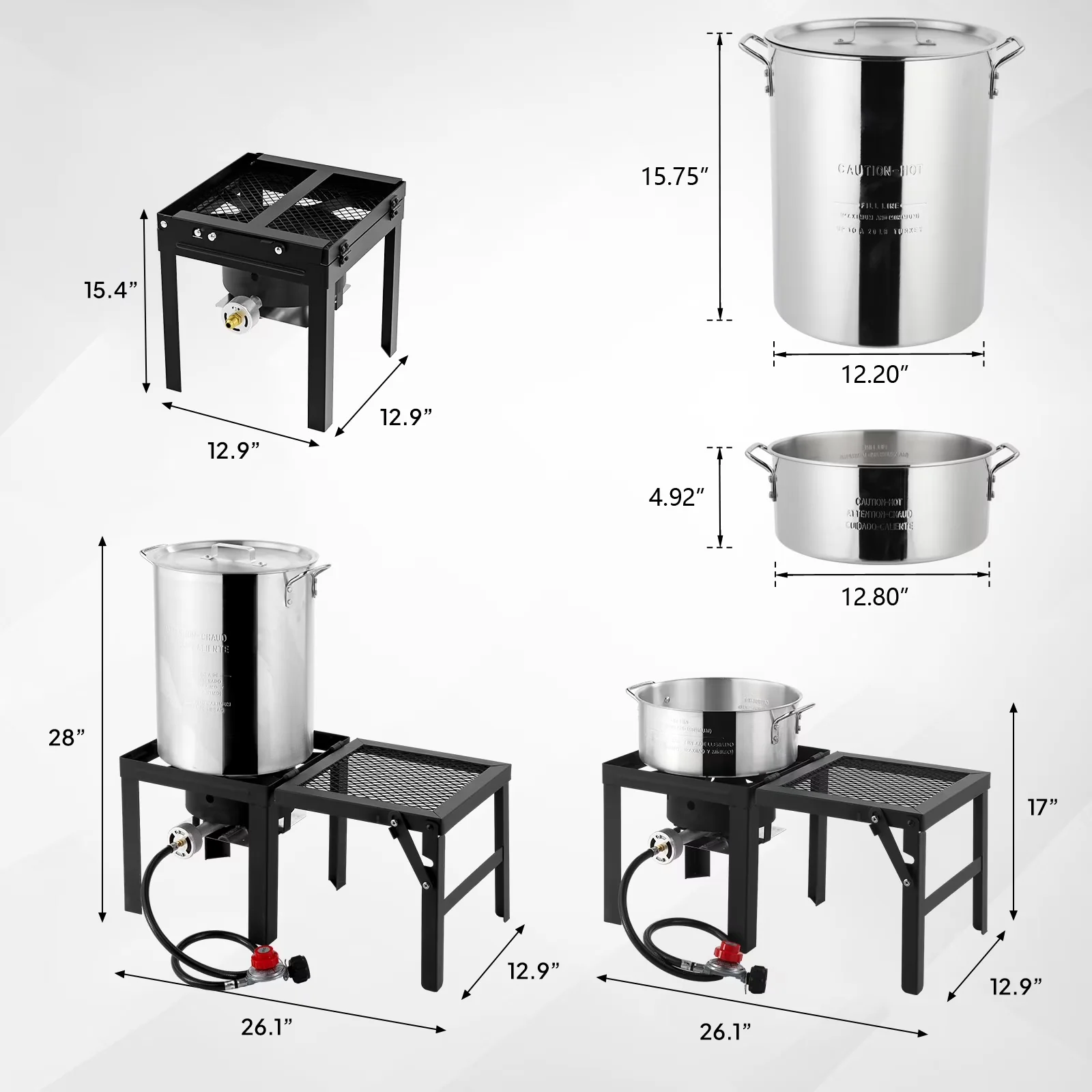 Stylish Outdoor Fryer with 55000 BTU, Folding Side Table - Silver Aluminum for Outdoor Model 63AD2F