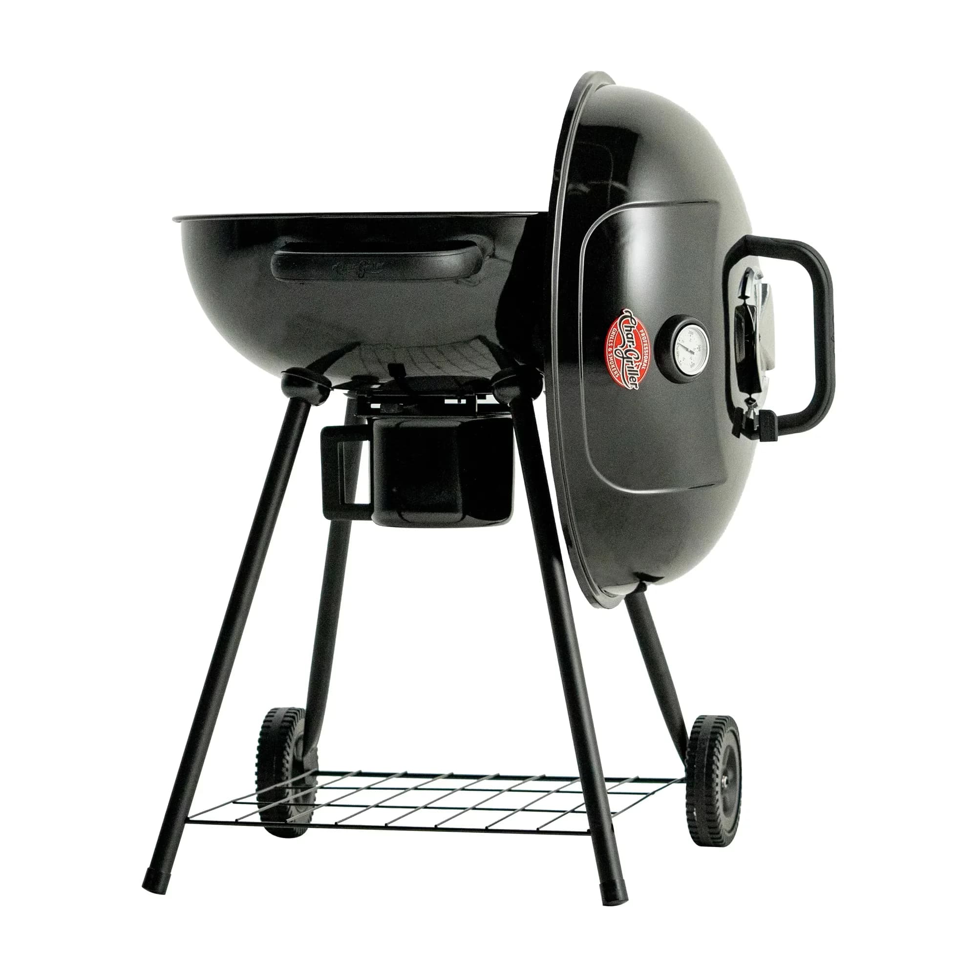 Compact Charcoal Grill with Adjustable Air Vents, Lid - Black Steel 22 inch Model C08C22