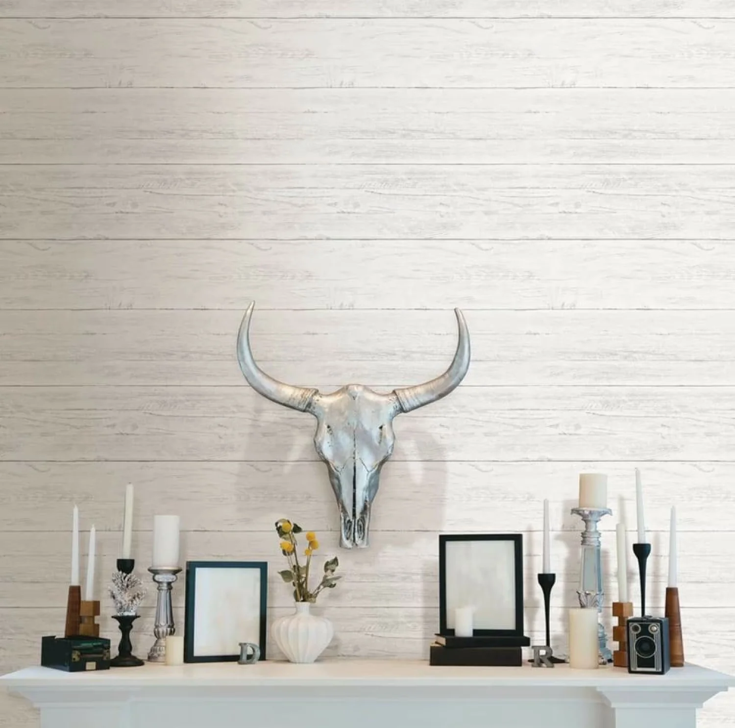 Wallpaper Wall Decals Wall Covering Classic with Removable, Shiplap Peel And Stick Vinyl, Covers about 30.75 sq. ft. - White Vinyl Model E34B7F