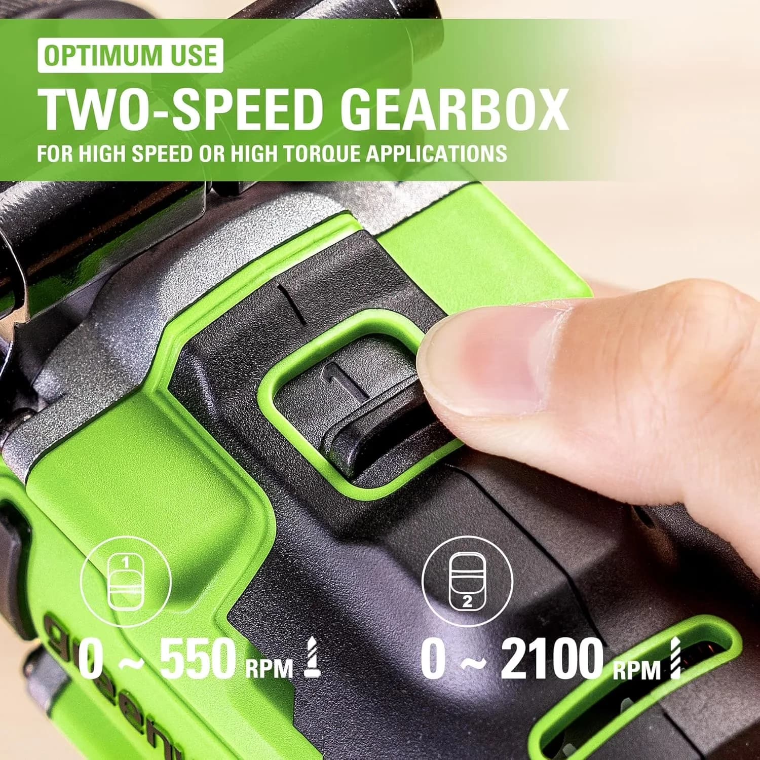 Durable Drills Driver with Battery, LED, Lightweight - Green 1/2 in 24V Model D0BCD1