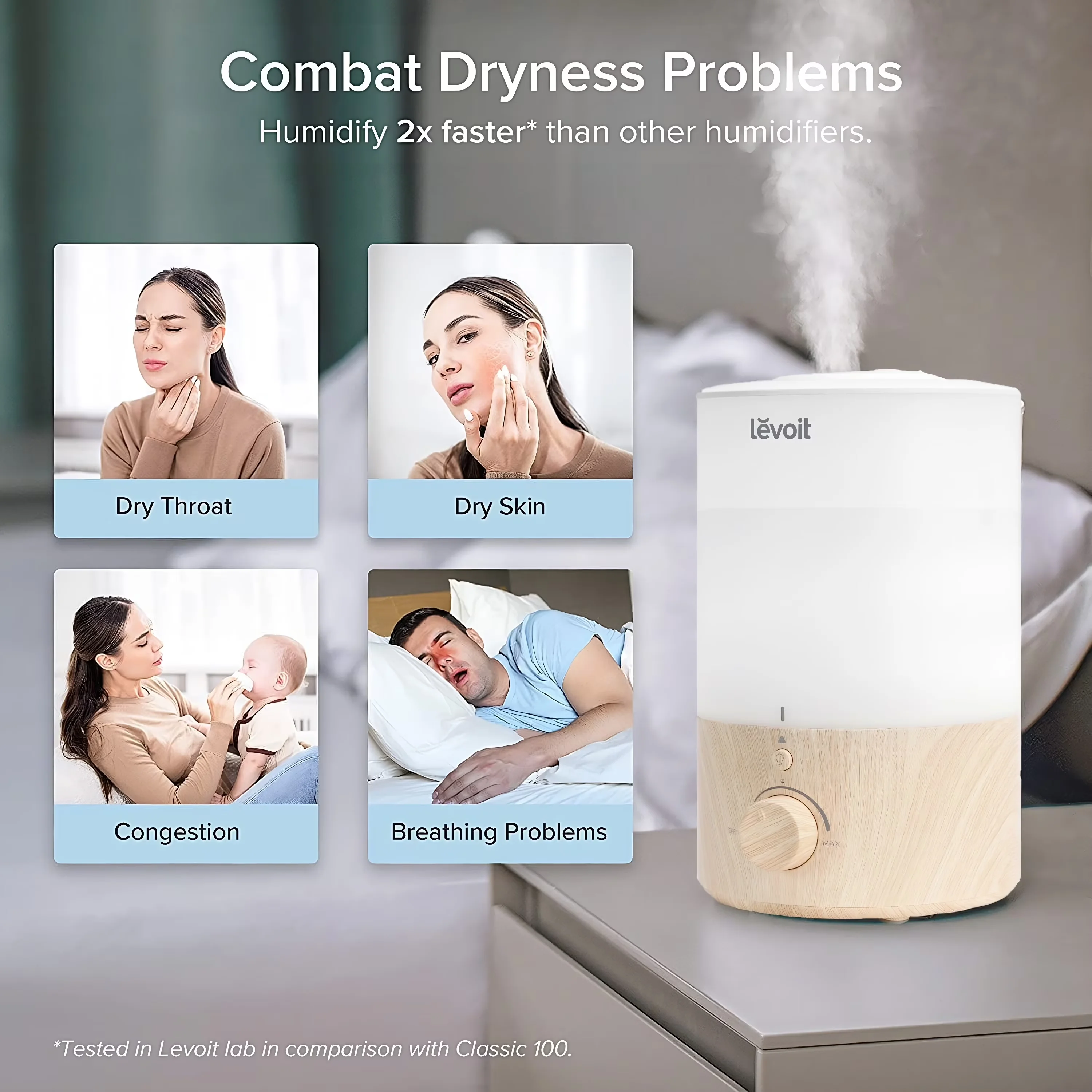 Essential Humidifier with Automatic Shut-Off, Oil Diffuser - White for Large, Rooms Model 4179A6
