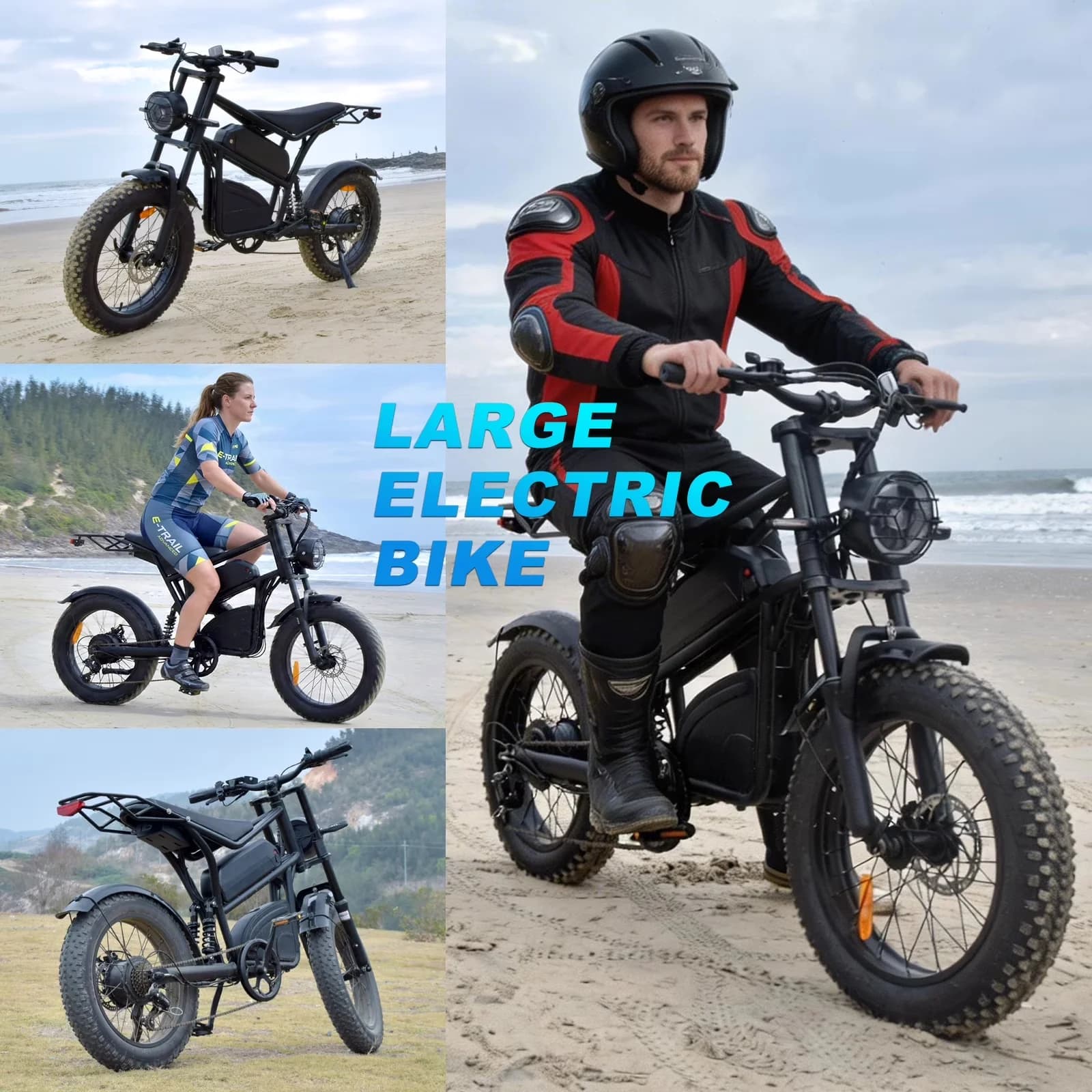 Stylish Electric Bike with Battery, 1200W - Black - Easy to Use Model C1C0B6