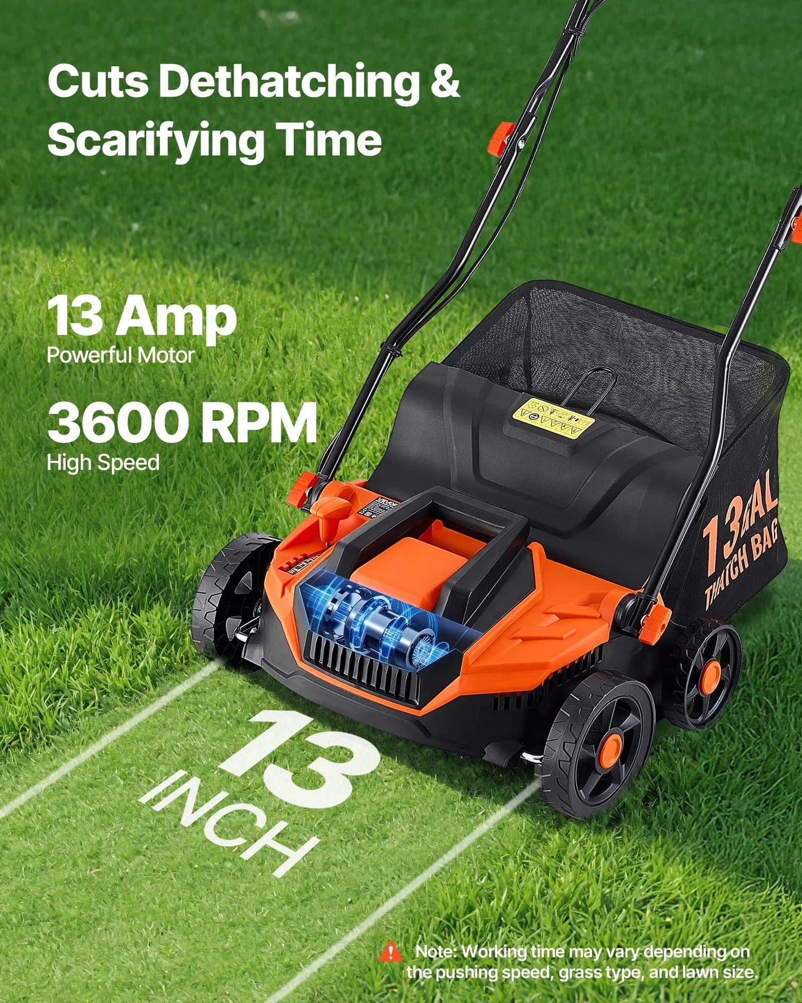 Versatile Push Mower with Walk-Behind Machine, 13-Inch 13 Amp Corded, 13-Gallon Collection Bag for Garden - Model 5EABA6