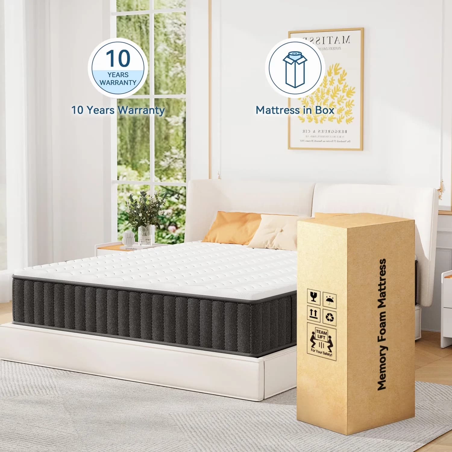 Professional Mattresses Accessory with Cooling Technology - White Gel-Infused Memory Foam Model E39175