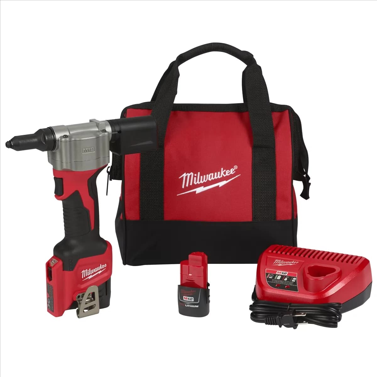 Reliable Hand Tool with Cordless, 2550-22 M12 Rivet Kit, Pull Up to 3/16" Stainless Steel Rivets - Black Model 4E8968