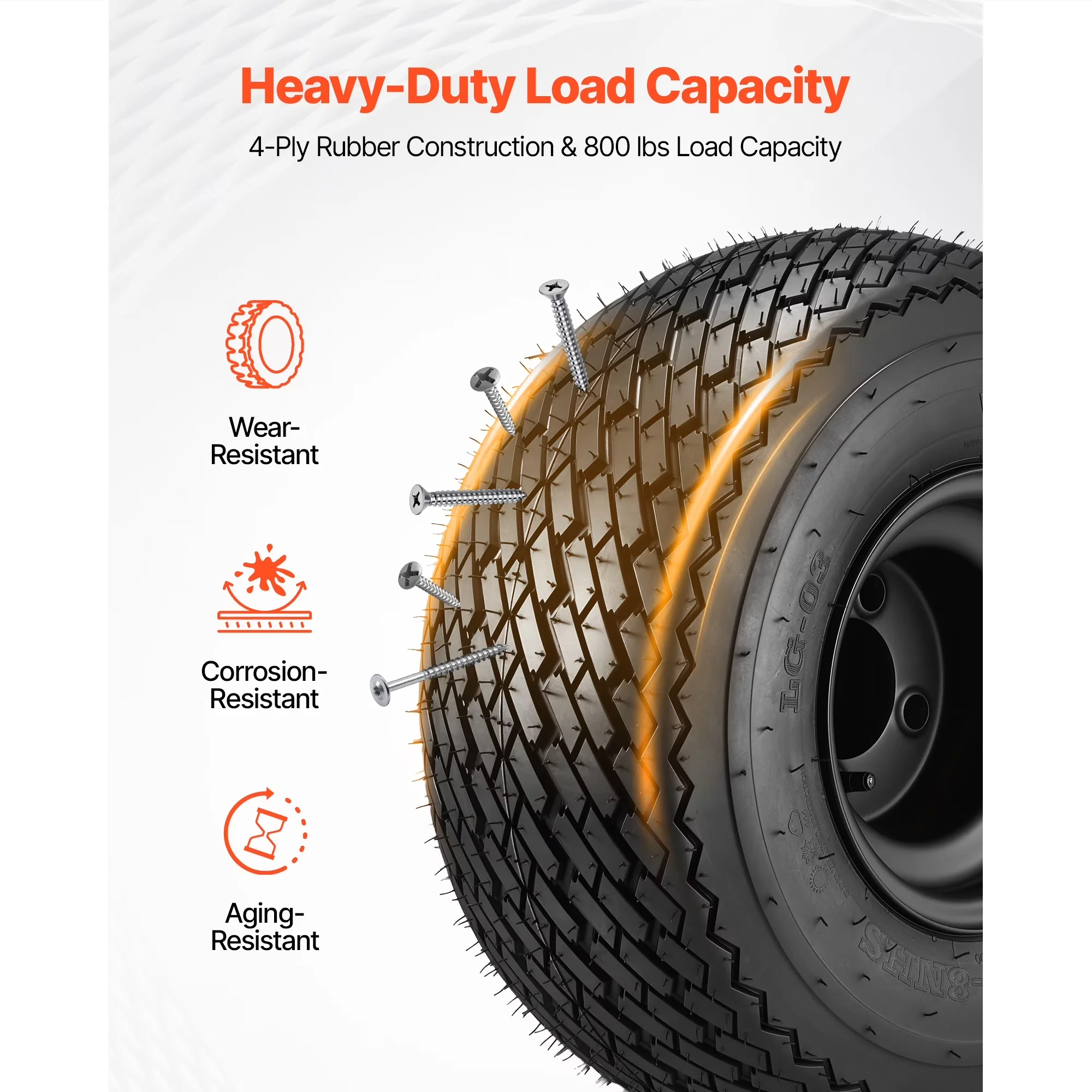 Reliable Golf Cart Tire with 800 lbs Capacity, Wheels - 50-8 - Commercial Quality Model BE1F83