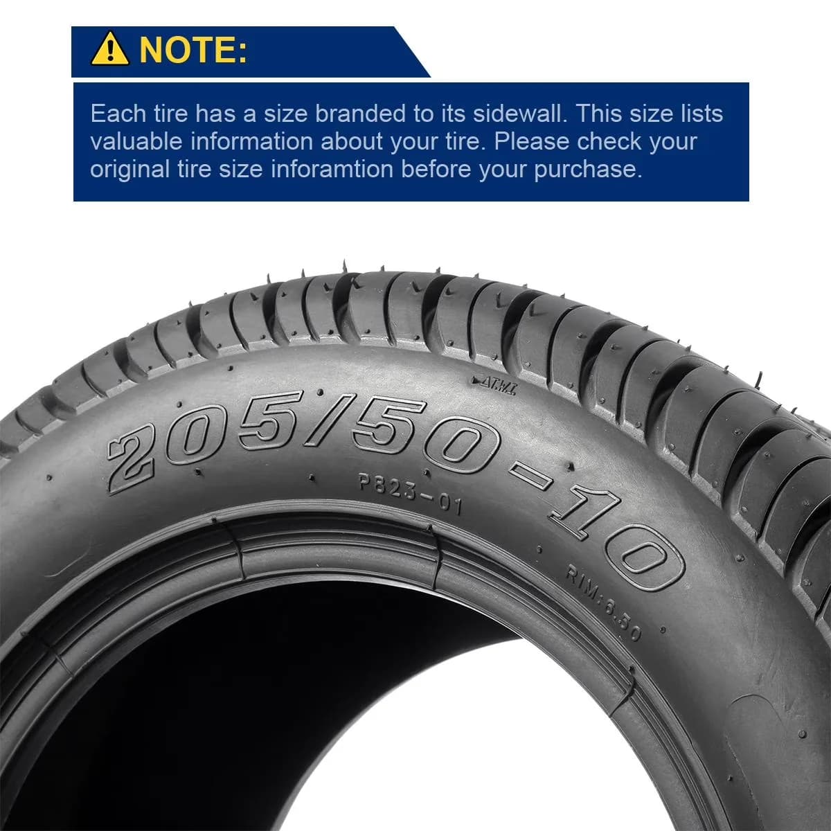 Quality Golf Cart Tire with Replacement, 4Pcs, Tires 205/50-10 205x50-10 Low Profile - Model D1EED2