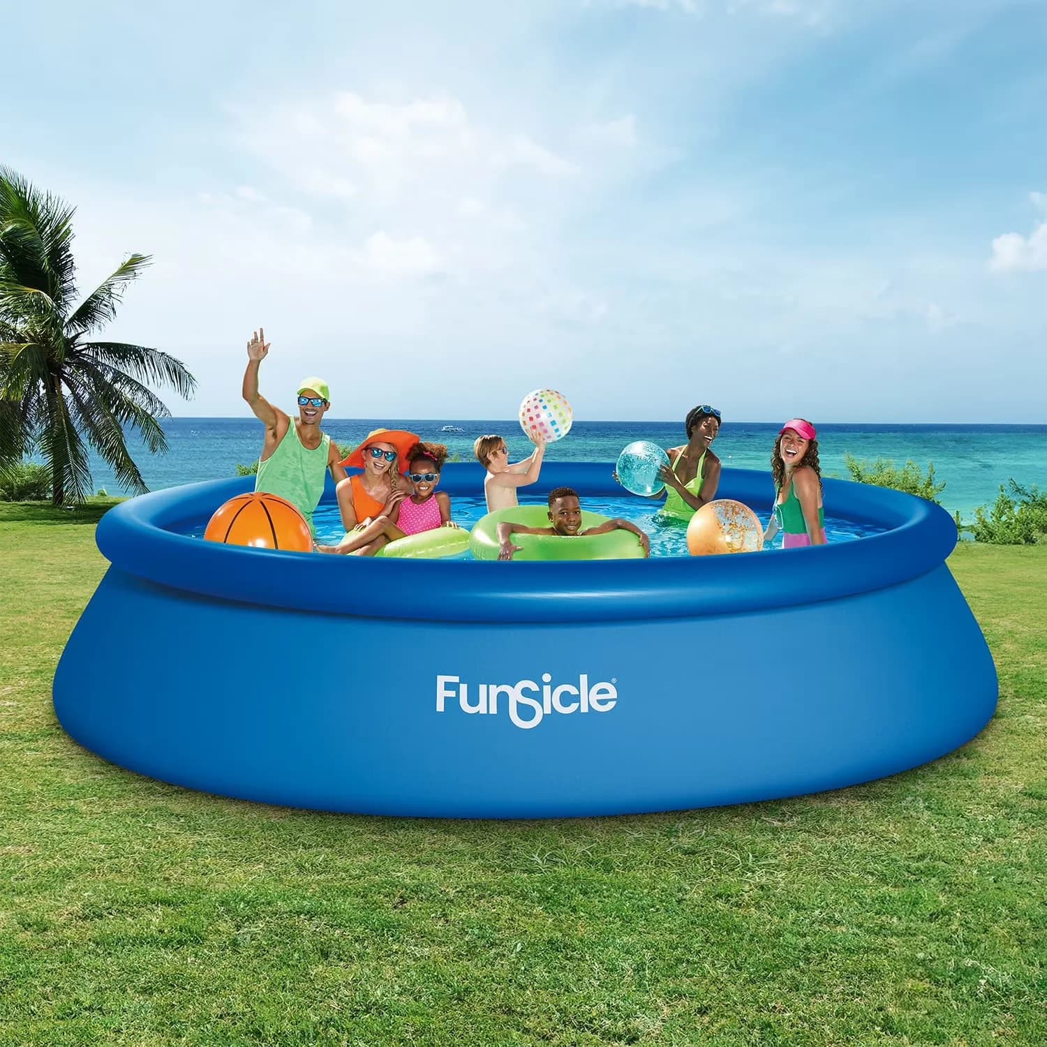 Innovative Inflatable Pool with Puncture Resistant, Top Ring, Blue - Blue Model 26272E