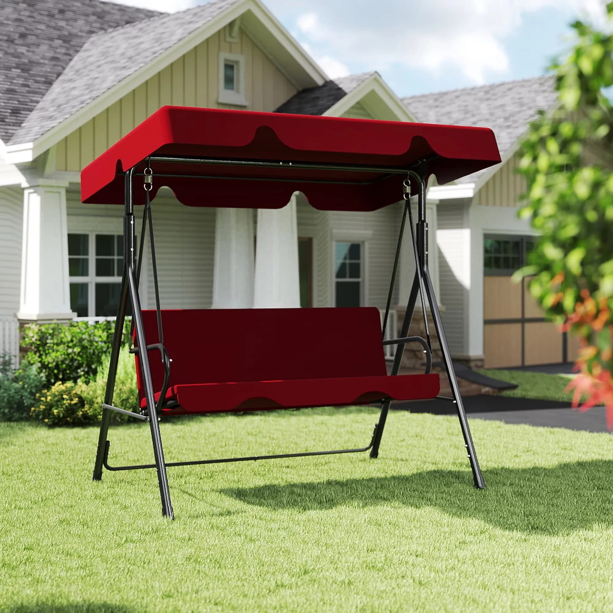 Patio Chair Versatile with Weather-Resistant, Rust Resistant, Water-Resistant - Alloy Steel Red Model D38CEB