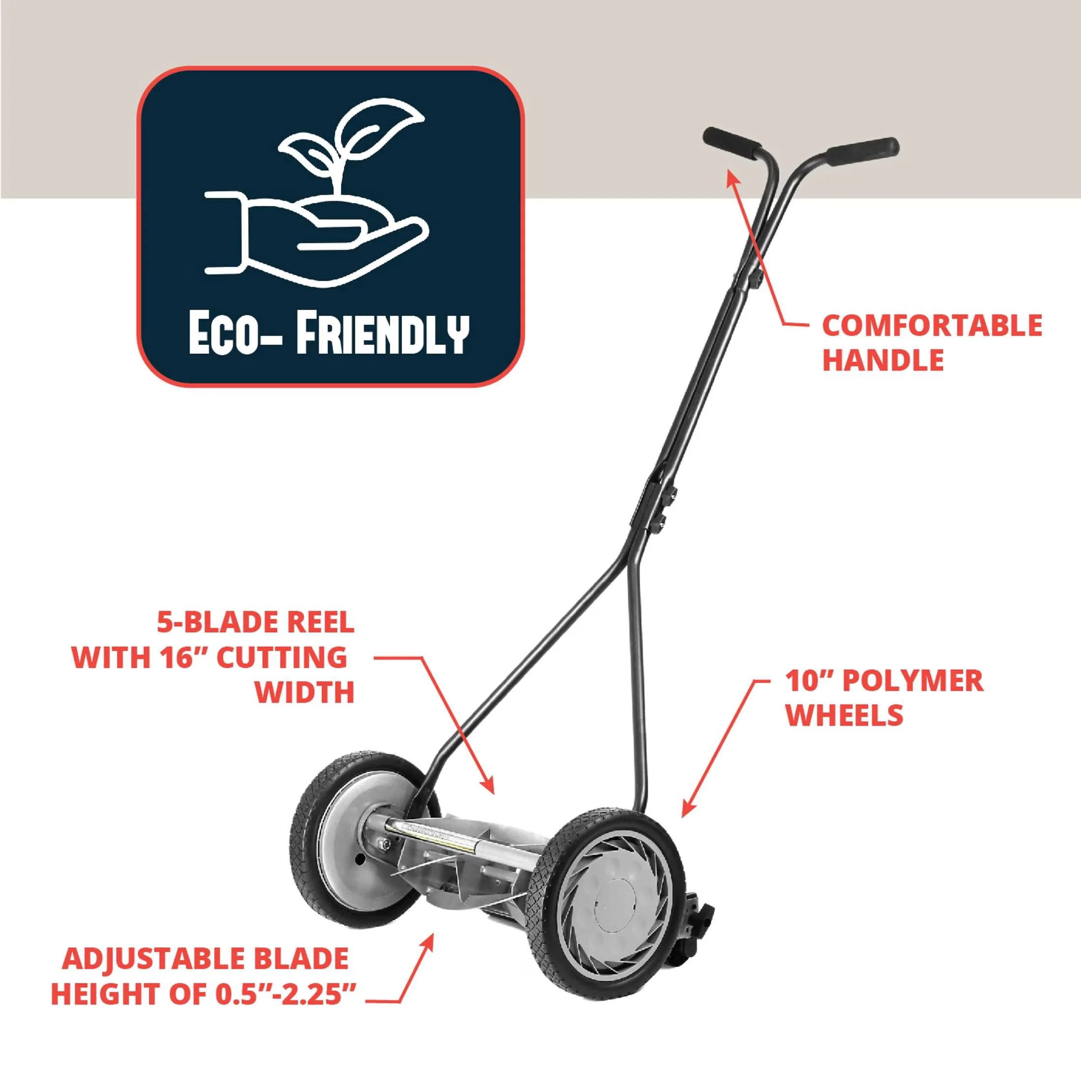 Push Mower Efficient with Adjustable - Gray 1415-16 - Space-Saving Design Model 2C7FE7