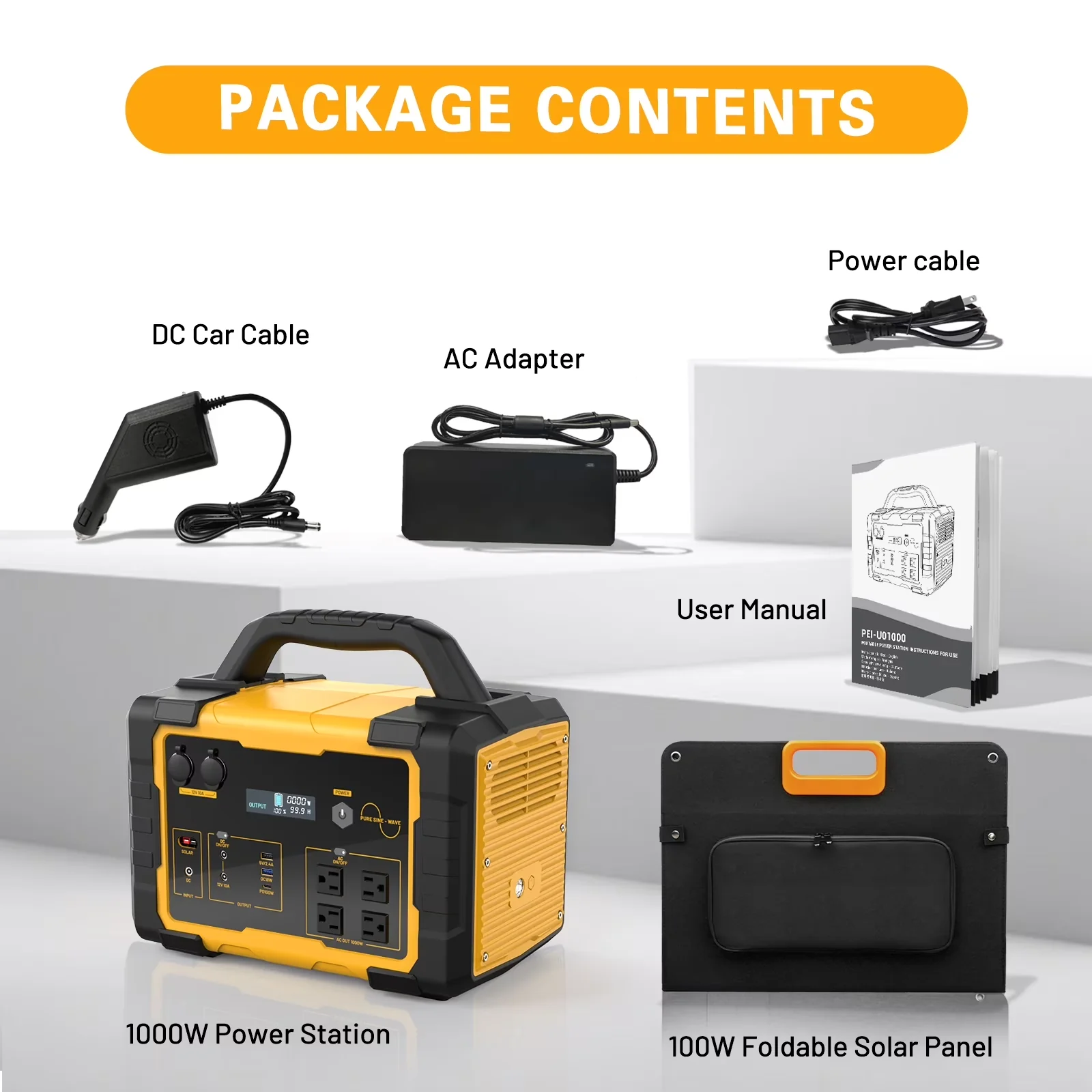 Generator Sleek with 200W, Overload Protection, Short Circuit Protection - Yellow for Home, Camping Model B3CC3A