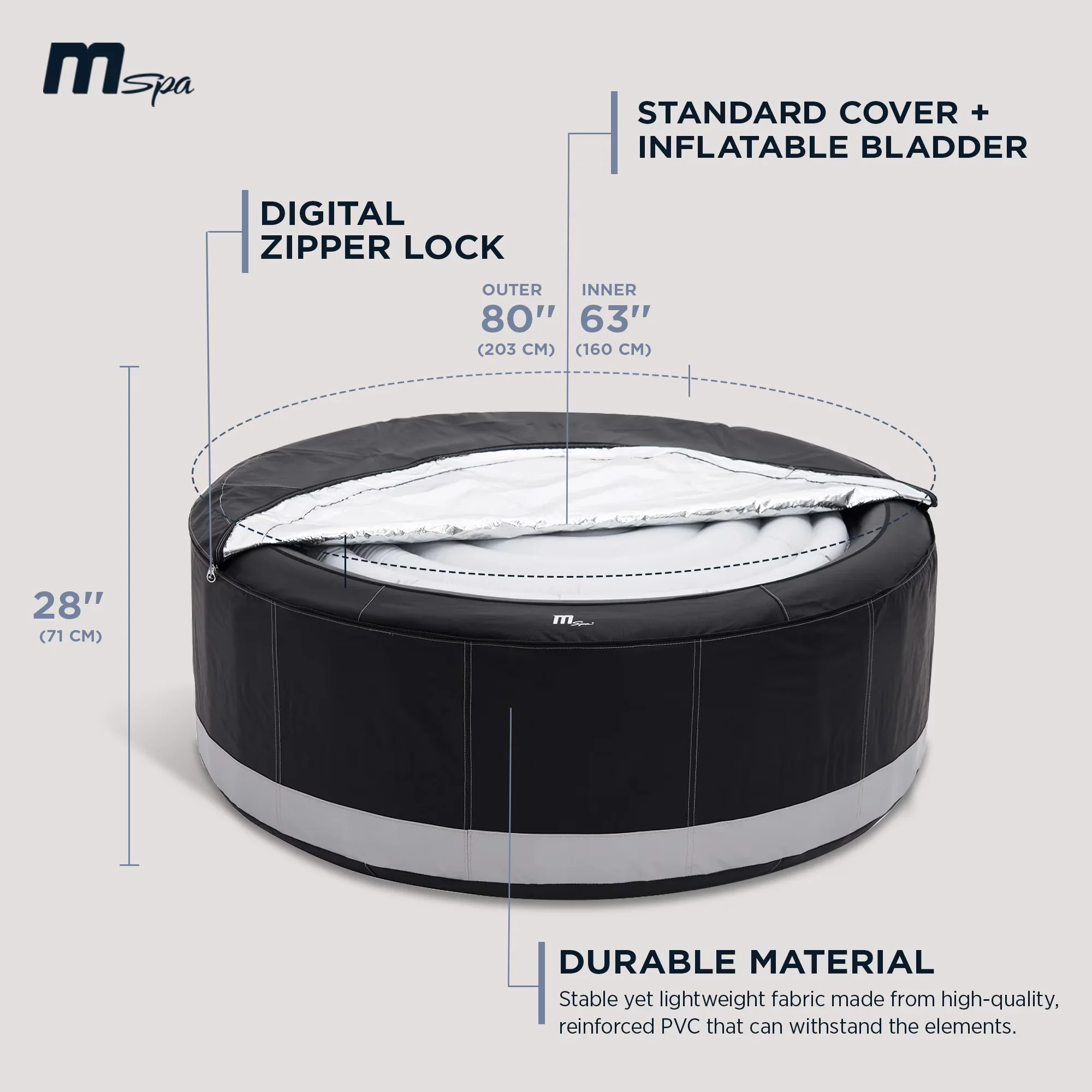 Hot Tub Durable with Inflatable, 4-6 Person, MSpa Round Inflatable Bubble Massage Spa - Beige Model B69DE8