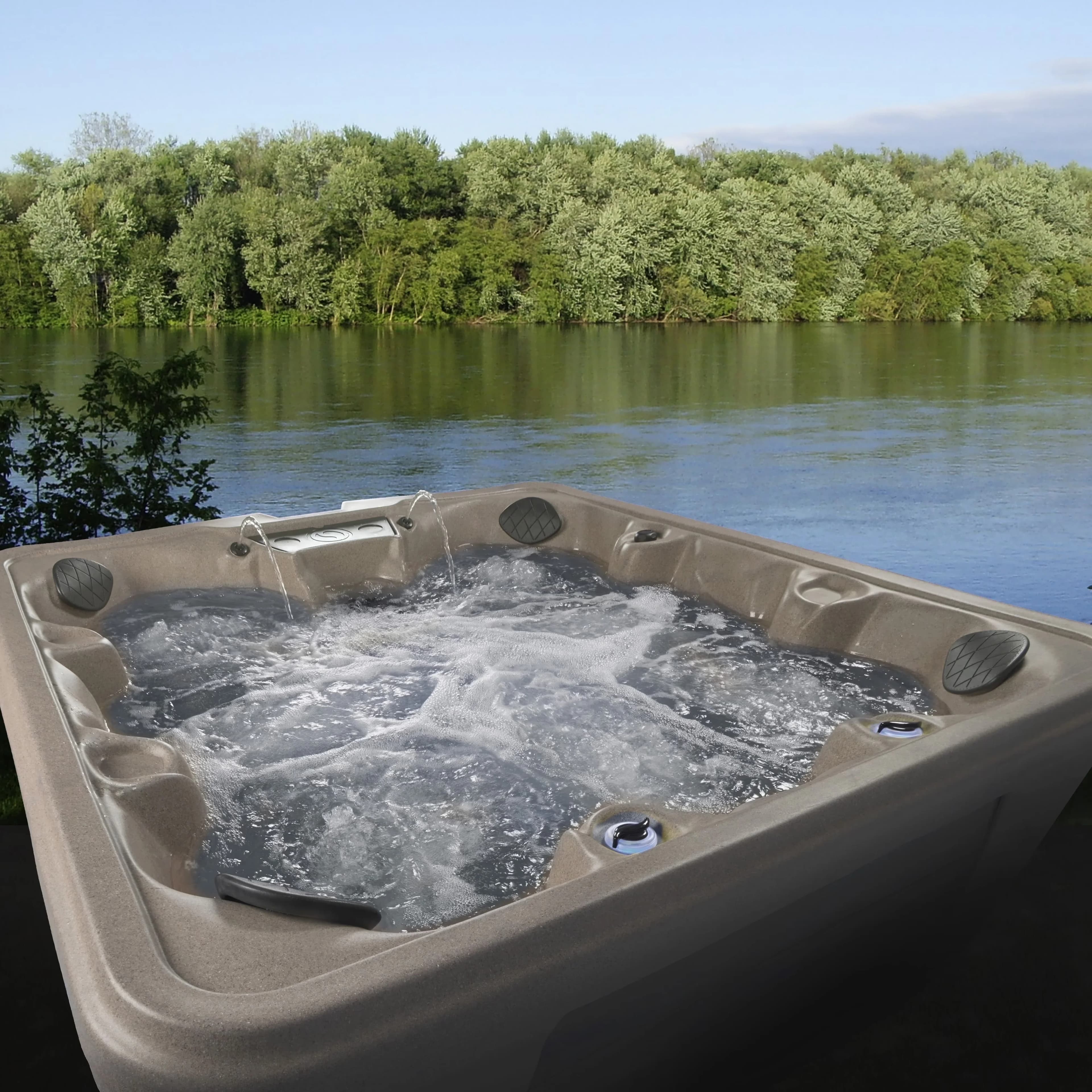 Durable Hot Tub with Uv Resistant, 30 Jets, Cobblestone - 69 - Sleek Profile Model 27A7CC