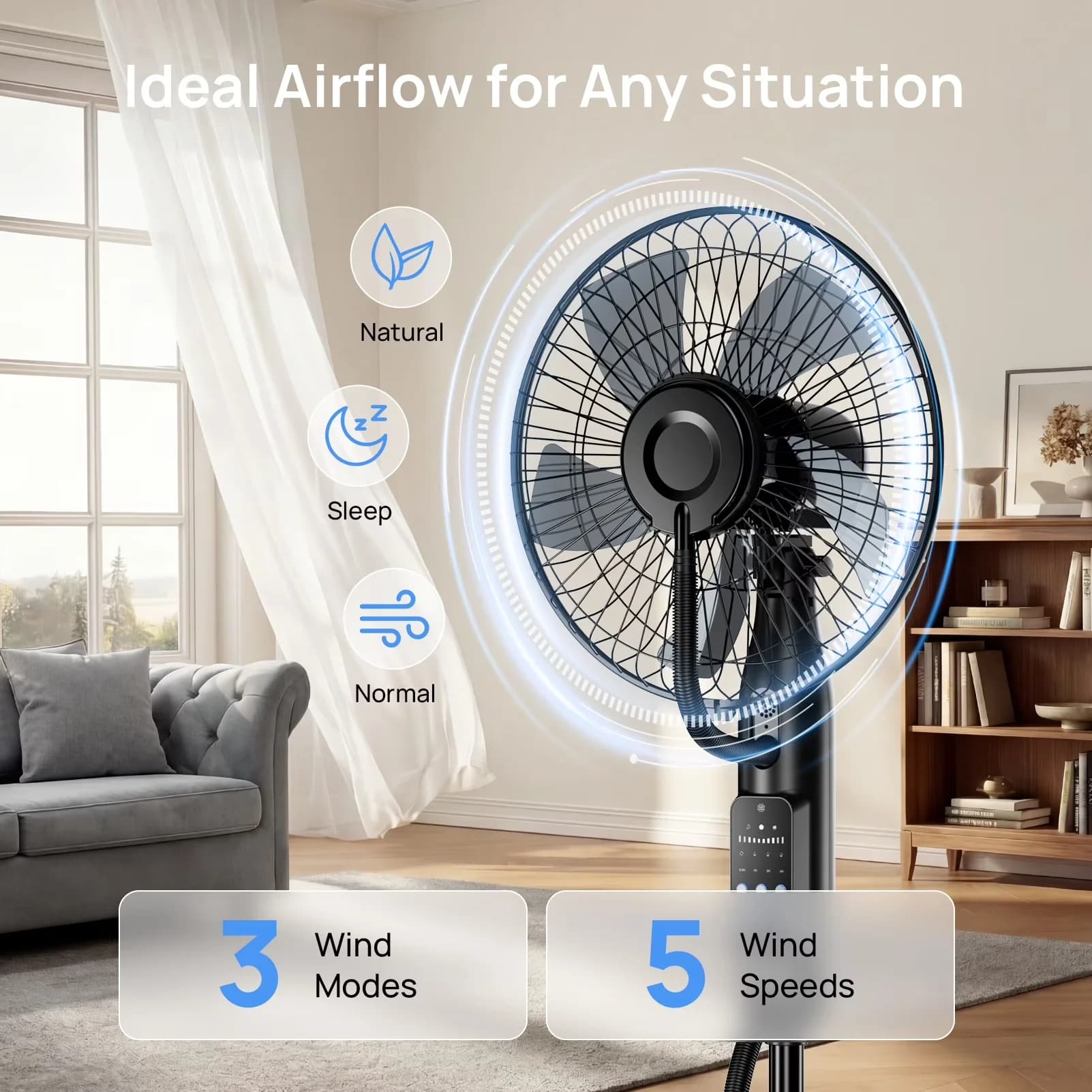 Humidifier Efficient with Oscillating, Timer - Black for Home, Bedroom Model 298A62
