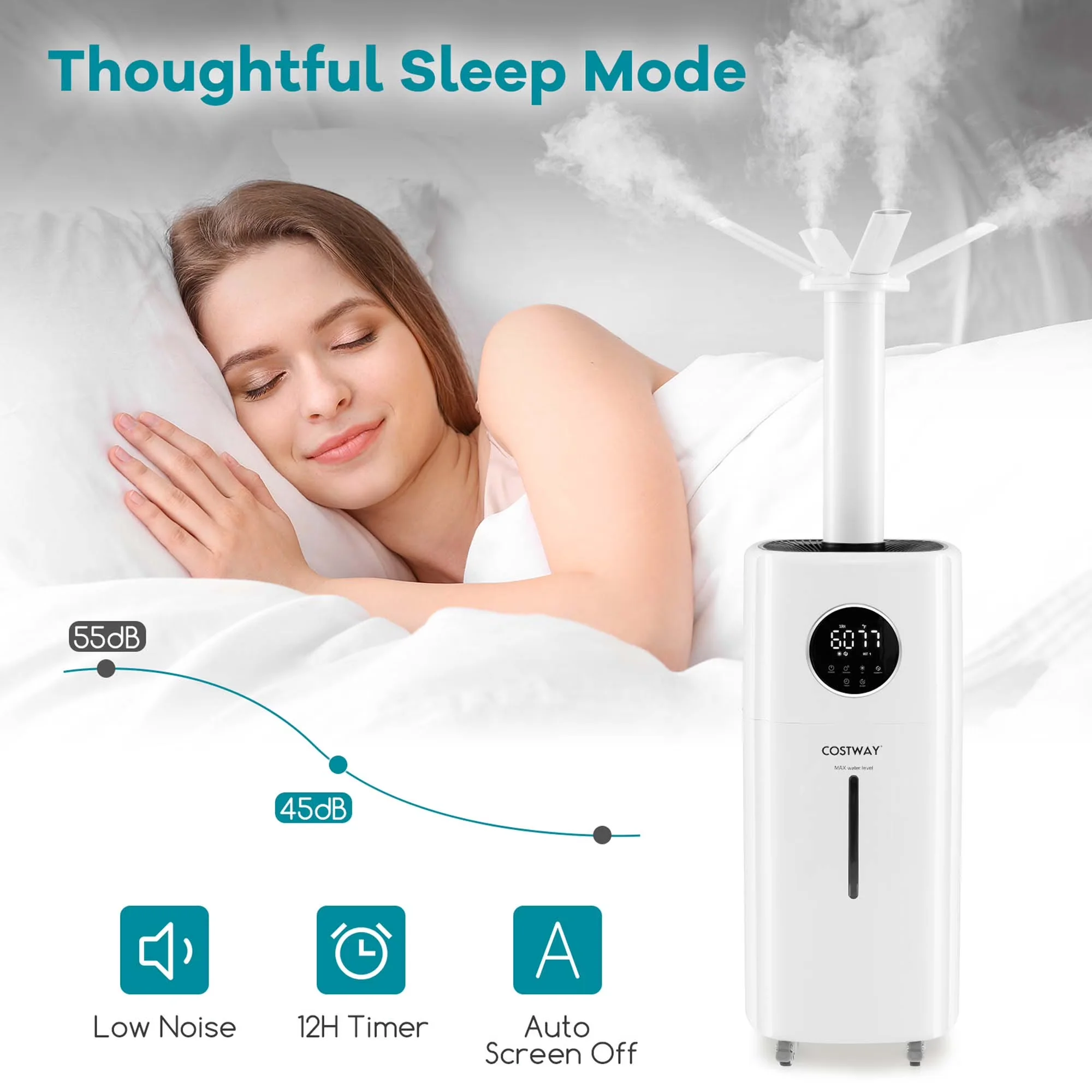 Professional Humidifier with Automatic Shut-Off, Remote Controlled, Wheels - White Model 0A5F22