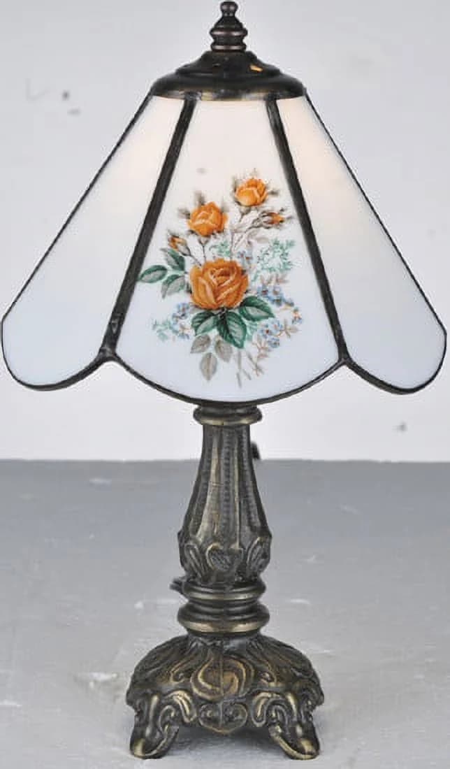 Table Lamp Classic with Incandescent, Tiffany, Dimmer - Glass Rose - Durable Build Model 0D350F
