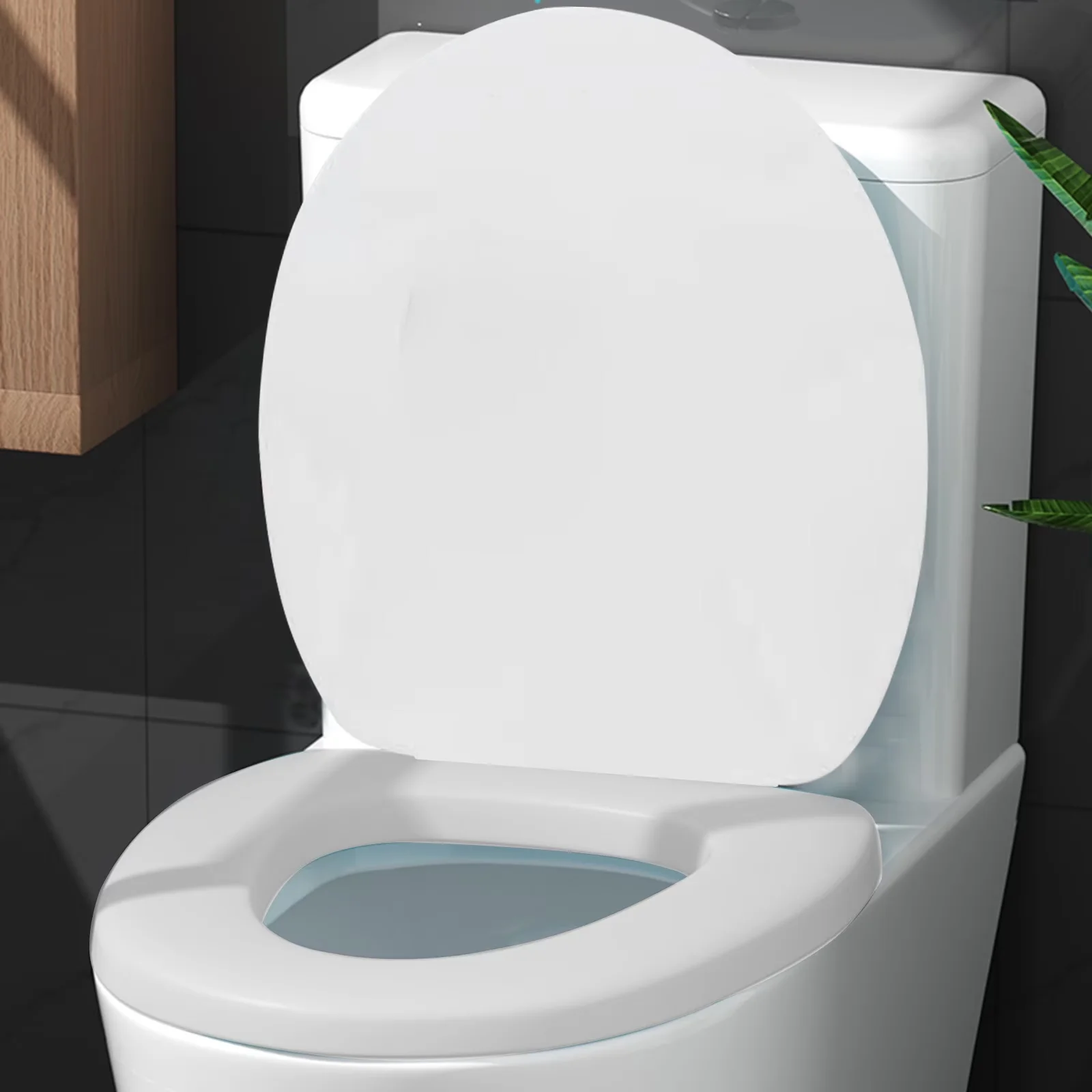 Classic Toilet Seats And Lid with Easy To Install, Fits All Standard Size Fixtures, Comfort Foam Cushioning - Plastic White Model 4DDE3C