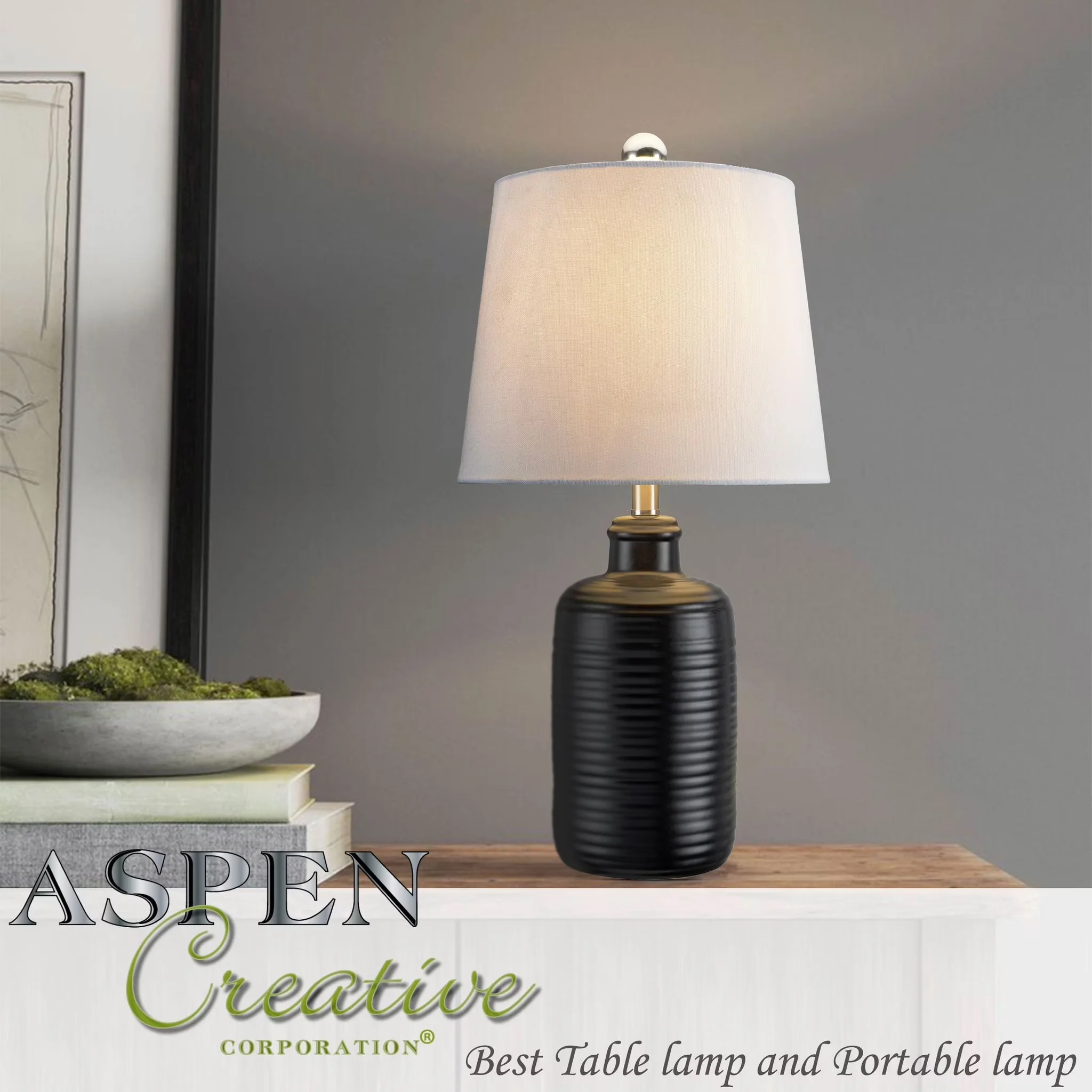 Table Lamp Sleek with Incandescent, Accent Lamps, 14-1/2" H Ceramic in Mint - Ceramic Blue Model A7BAE0