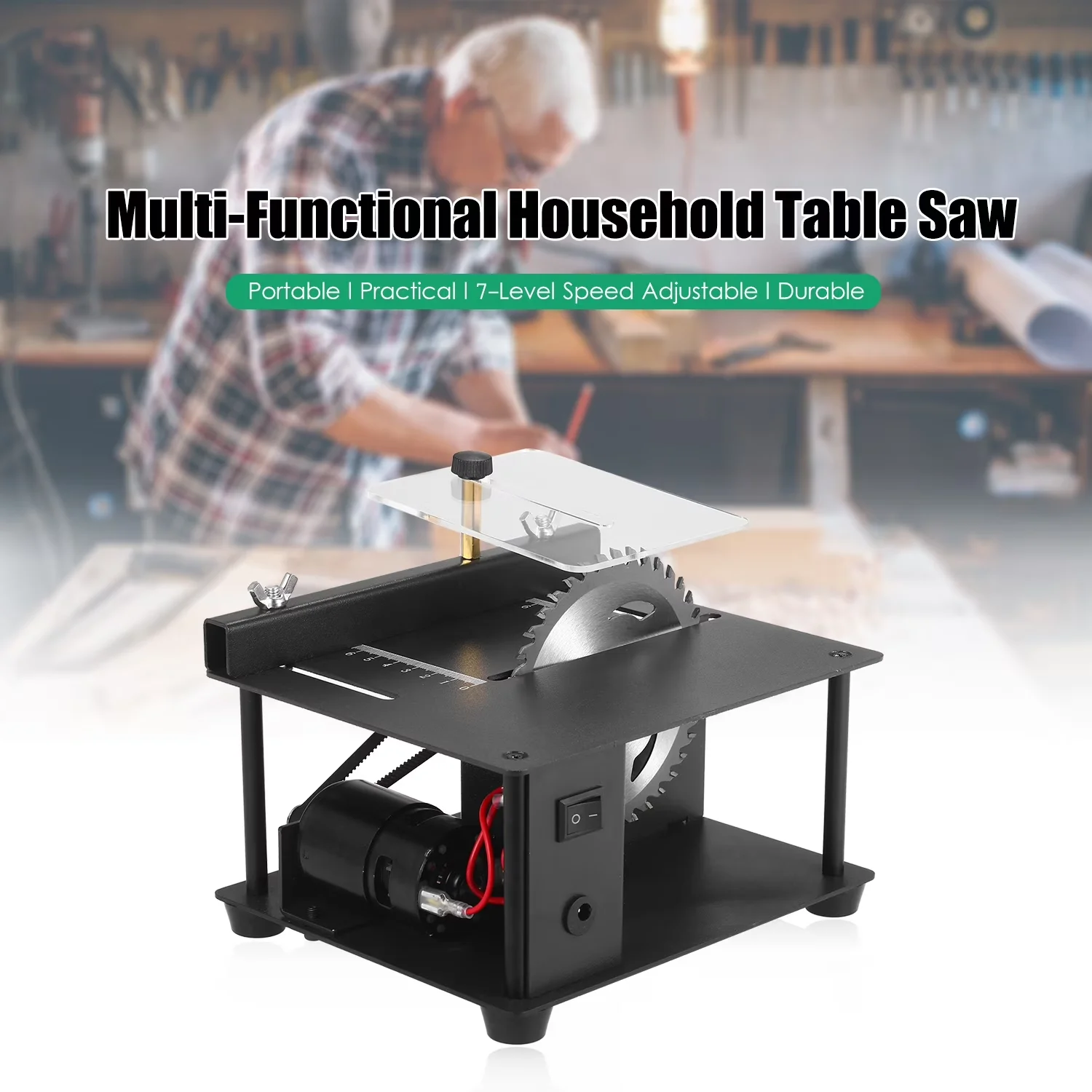 Compact Power Saw with 200W, Wood Plastic Acrylic Cutter (Mini size - Black Model 6A60A2