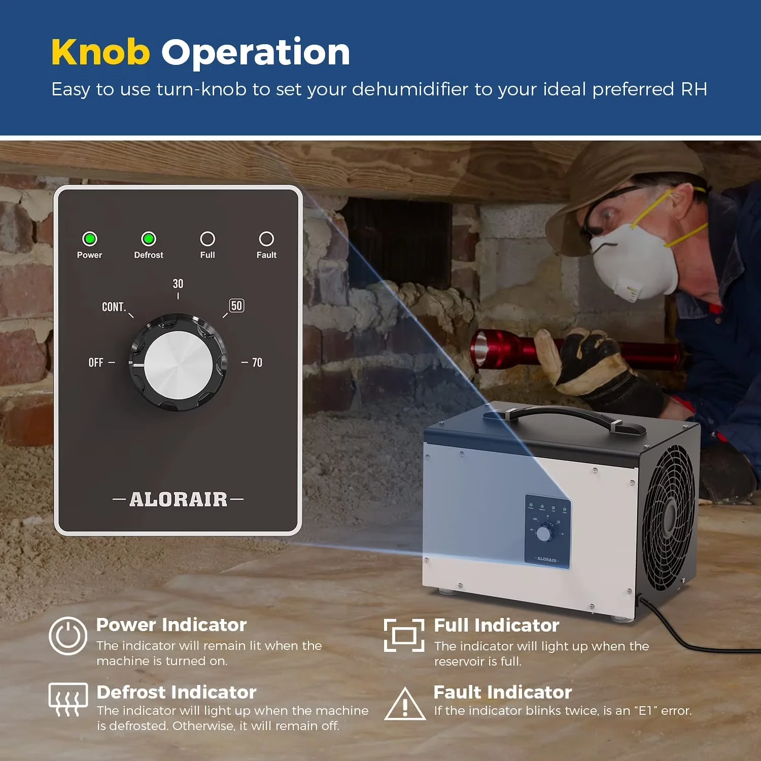 Essential Dehumidifier with Crawlspace Dehumidifiers Commercial Dehu, Filter :MERV - 1, COP :2.0 L/kWh - Silver for Home, Auto Model 2F598B