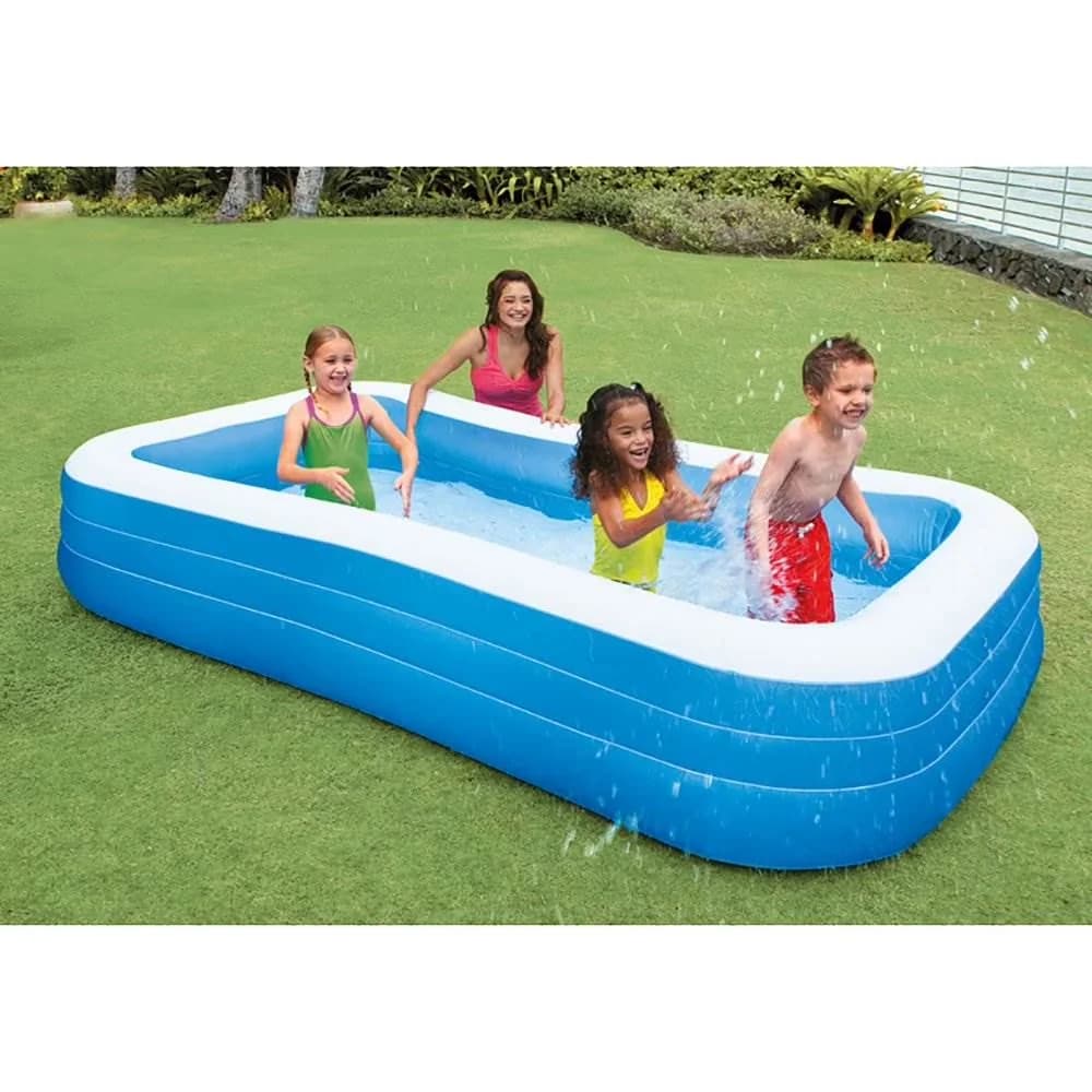 Quality Inflatable Pool with Swim Center Family, Care and Cleaning: easy to wipe clean, Includes repair patch - Blue Model DF7824