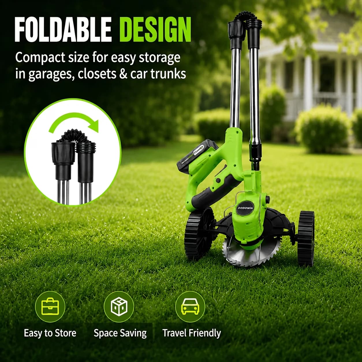 Premium String Trimmer with Battery, 21V, Portable Lawn Edger & Weed Cutter - Model F7550F