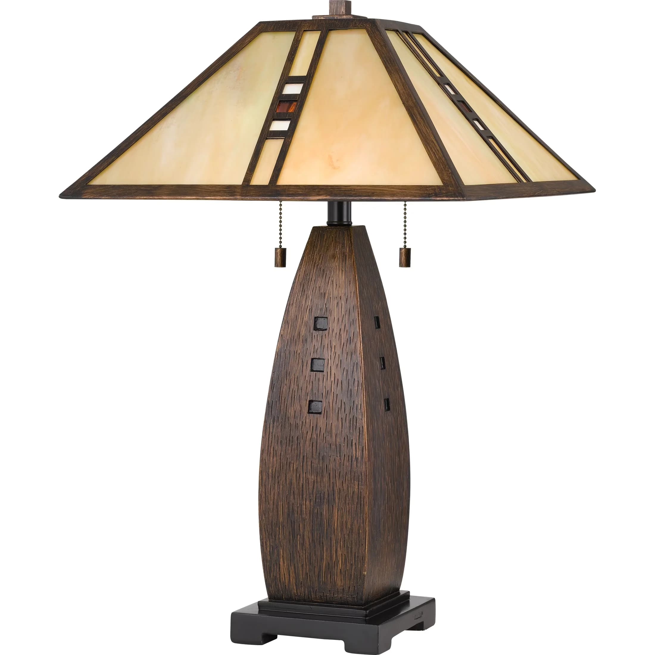 Compact Table Lamp with Incandescent, Tiffany Lamps, Transitional - Resin Brown Model EEC032