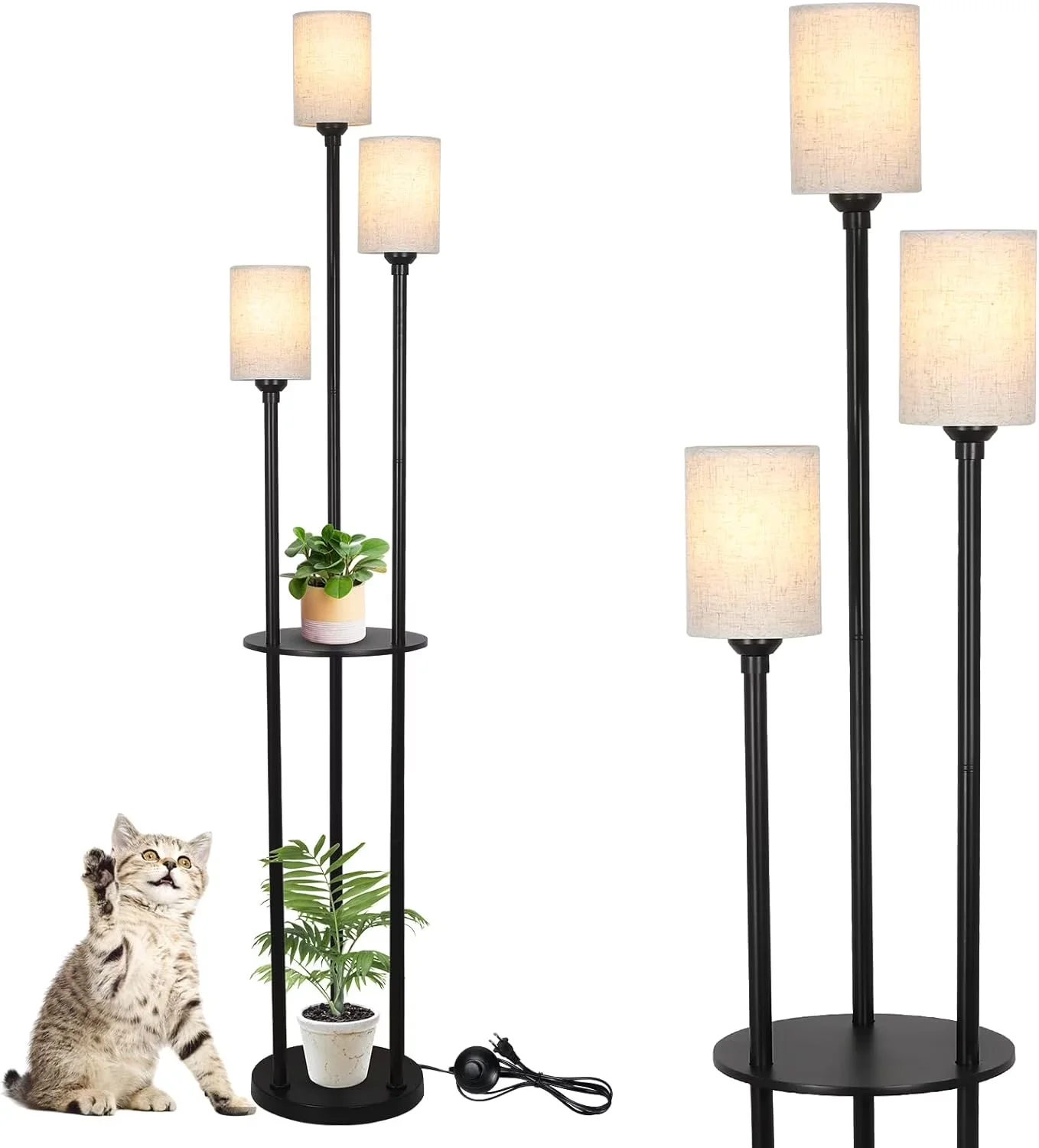 Classic Floor Lamp with LED, Industrial, Arc - Brown, Black Metal, Rattan Model 8ADA5D