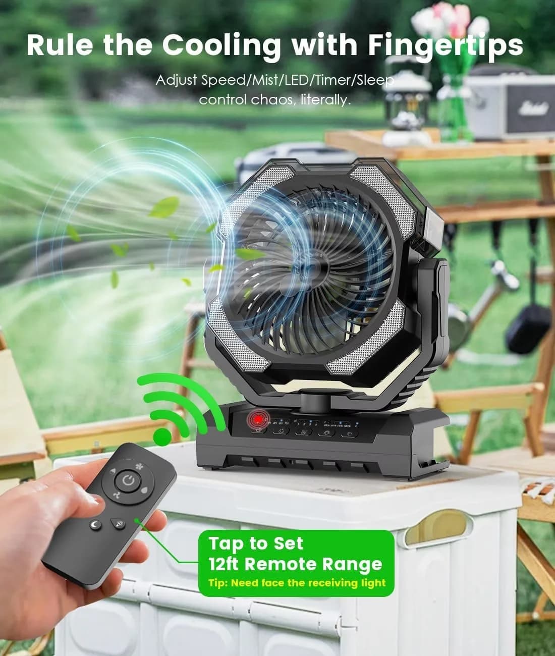 Classic Fans In Cooling with Hook, Last 5H Mist, Camping Misting Fan - 120H Model 8CDC00