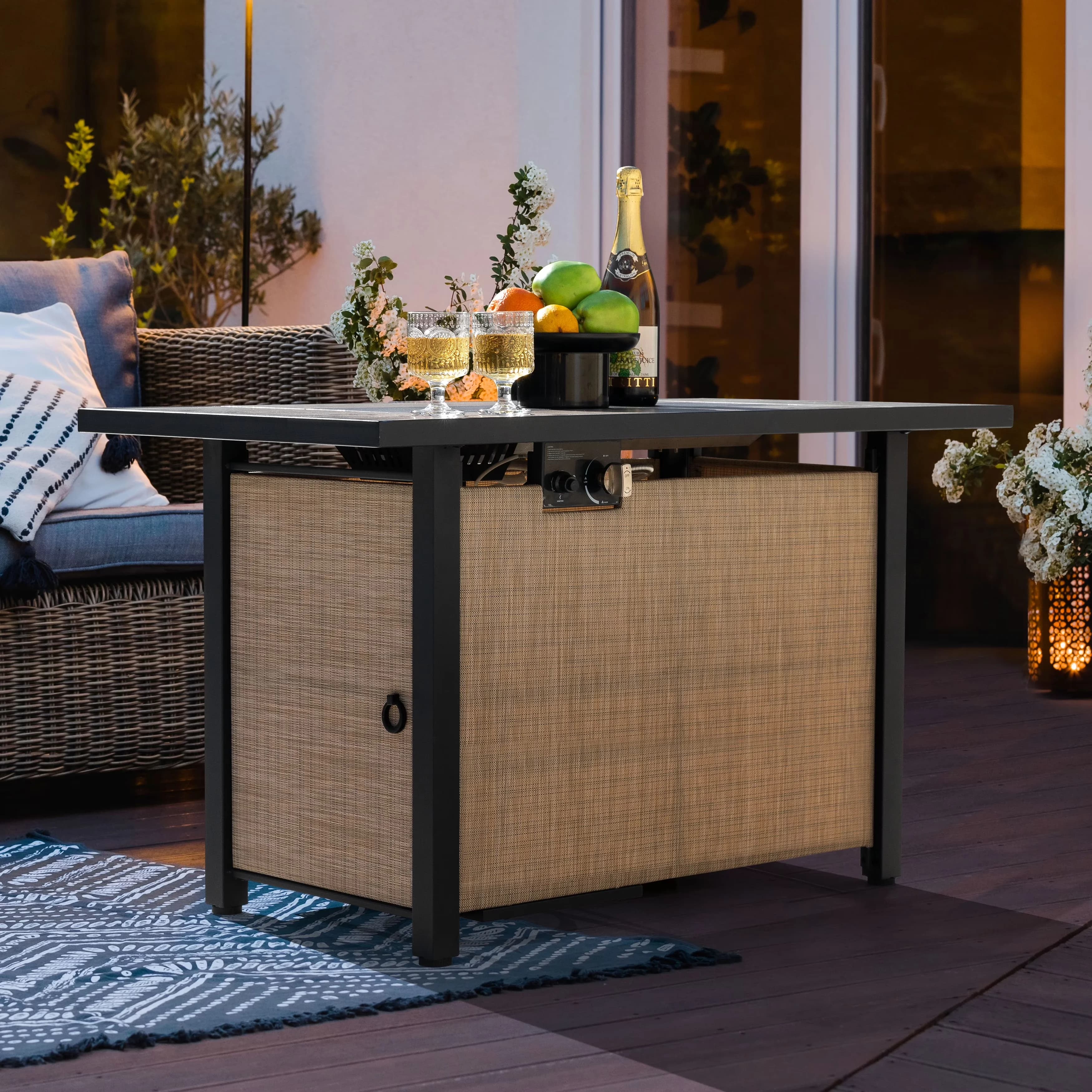 Quality Outdoor Heating with 50000 BTU, Adjustable Flame - Ceramic Tile & Textilene Model A4B7BE