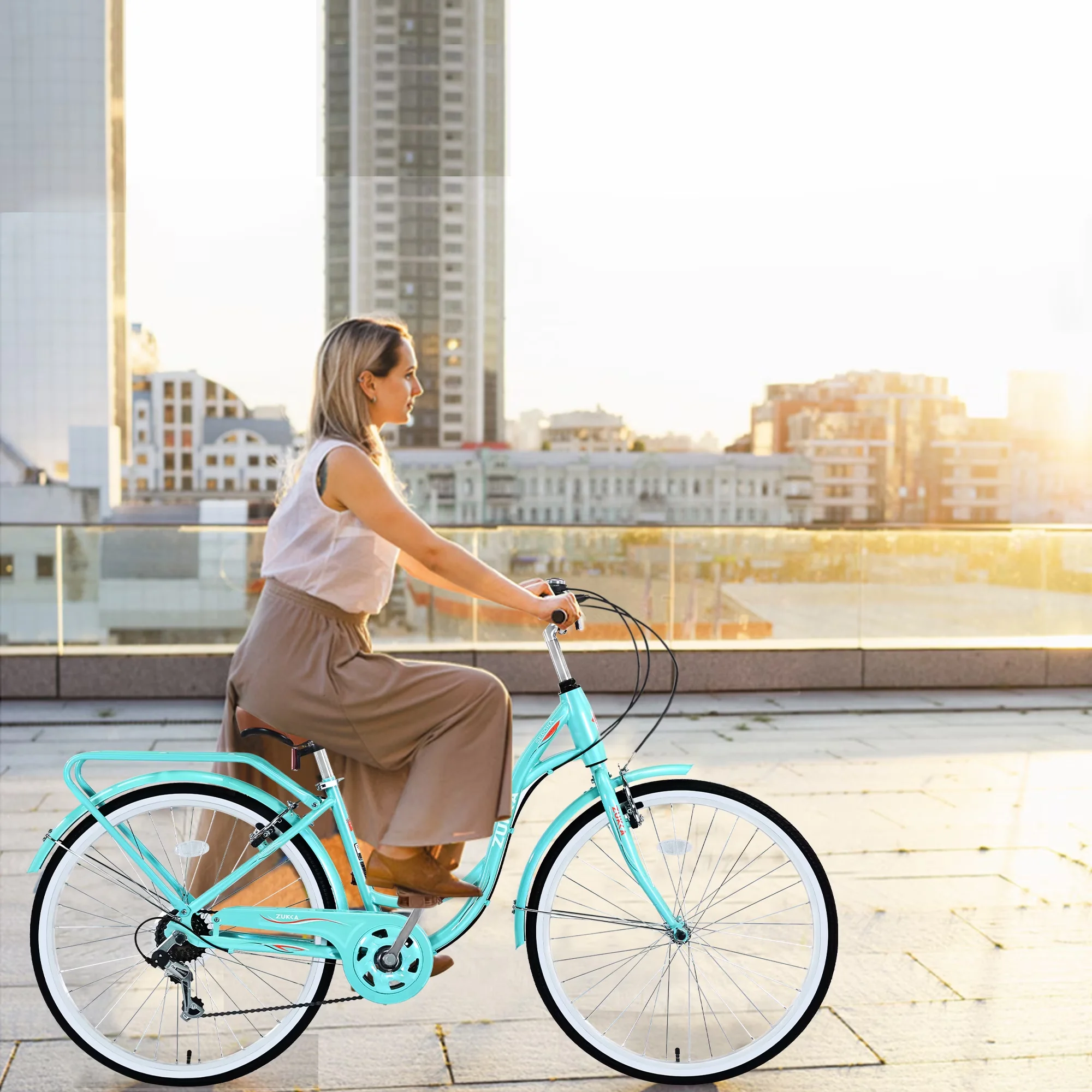 Modern Cruiser Bike with Adjustable Seat Height, Adjustable Speed - Blue Model 8A0B10