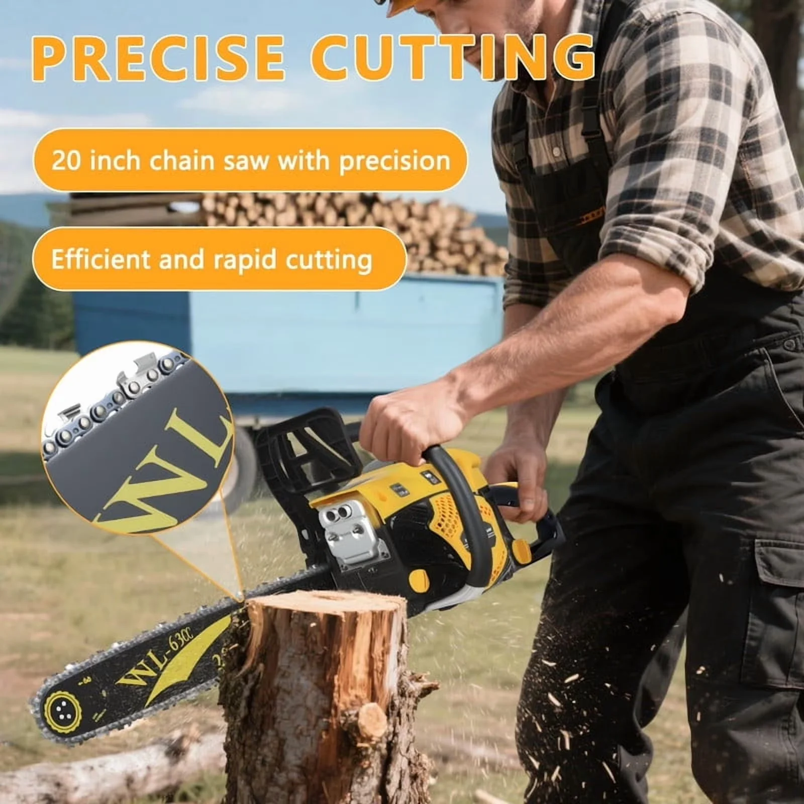 Chainsaw Versatile with Anti-Vibration, Automatic Chain Oiler - 20Inch 63Cc 2.8Kw Model 9AB701