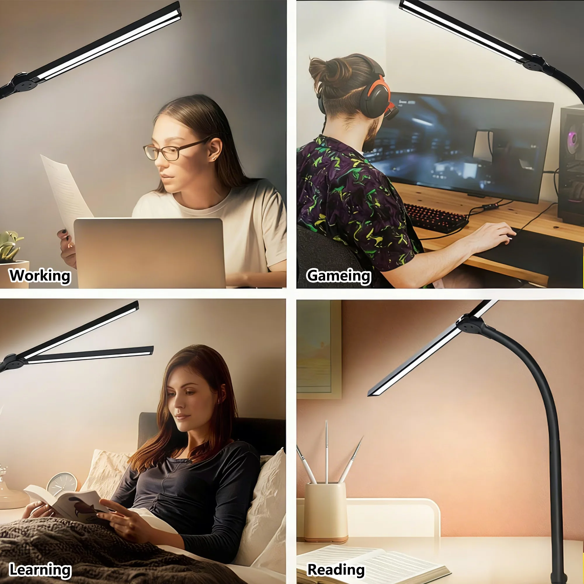 Desk Lamp Innovative with LED, Eco Friendly, Energy Efficient - Aluminum Alloy Black Model 6DCC9F