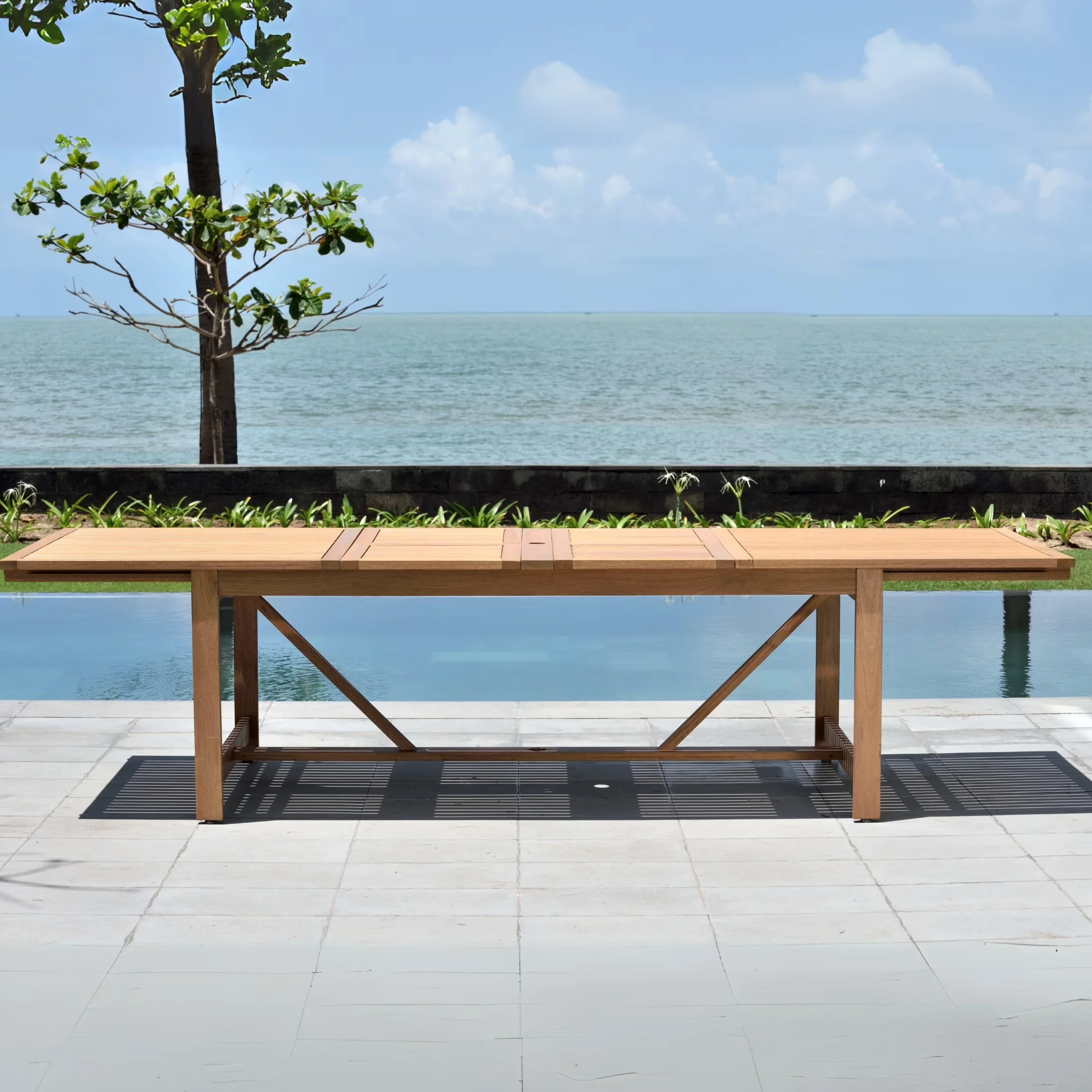 Patio Dining Set Professional with Contemporary, Storage - Eucalyptus Wood 100% Fsc Certified Model EFE9FE