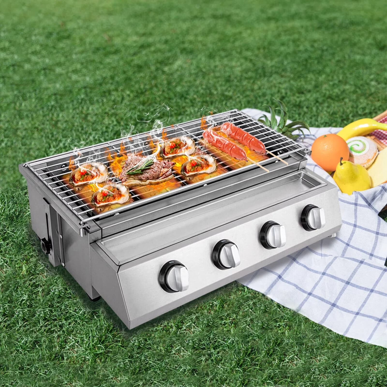 Gas Grill Sleek with Anti-Rust, Portable, 2800Pa Low Pressure - Stainless Steel Stainless Steel Model FF40CD