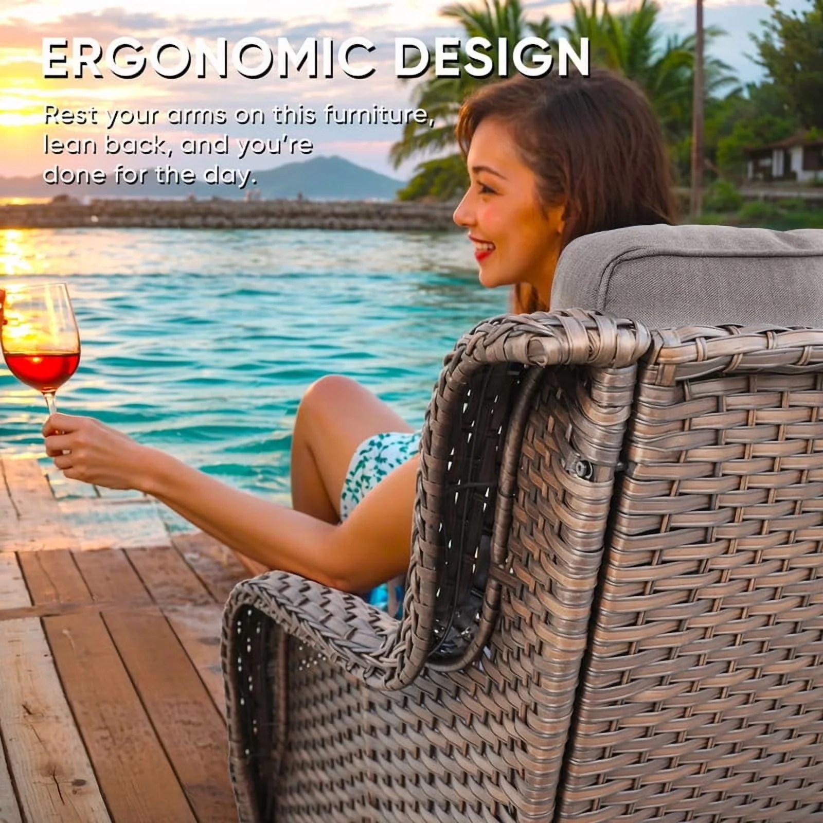 Versatile Outdoor Sofas Sectional with Contemporary, Waterproof, Brown/Gray - Gray Steel,Wicker Model 60DABE